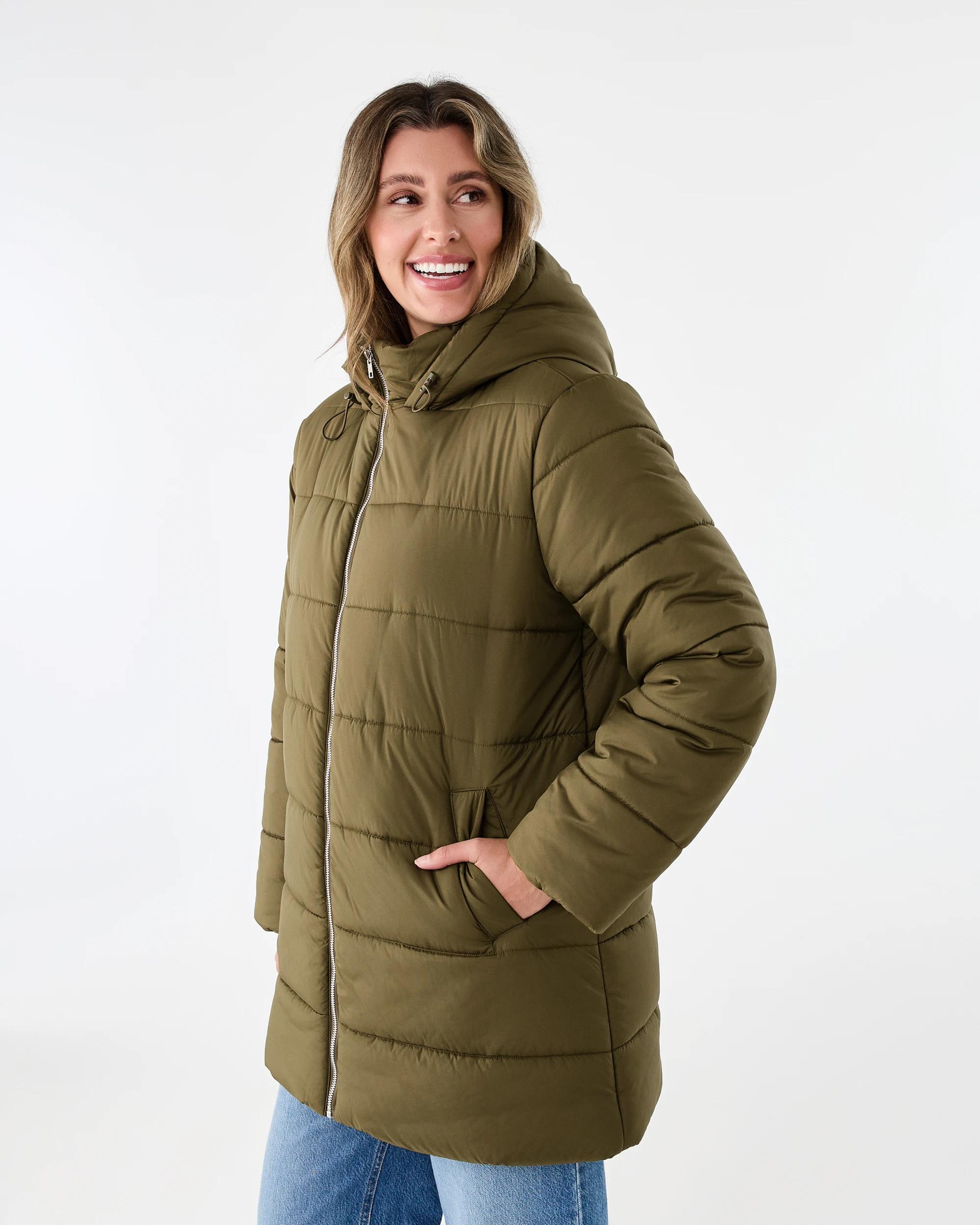 3 Mid Length Puffer Jacket Deep Olive, 3 of 7