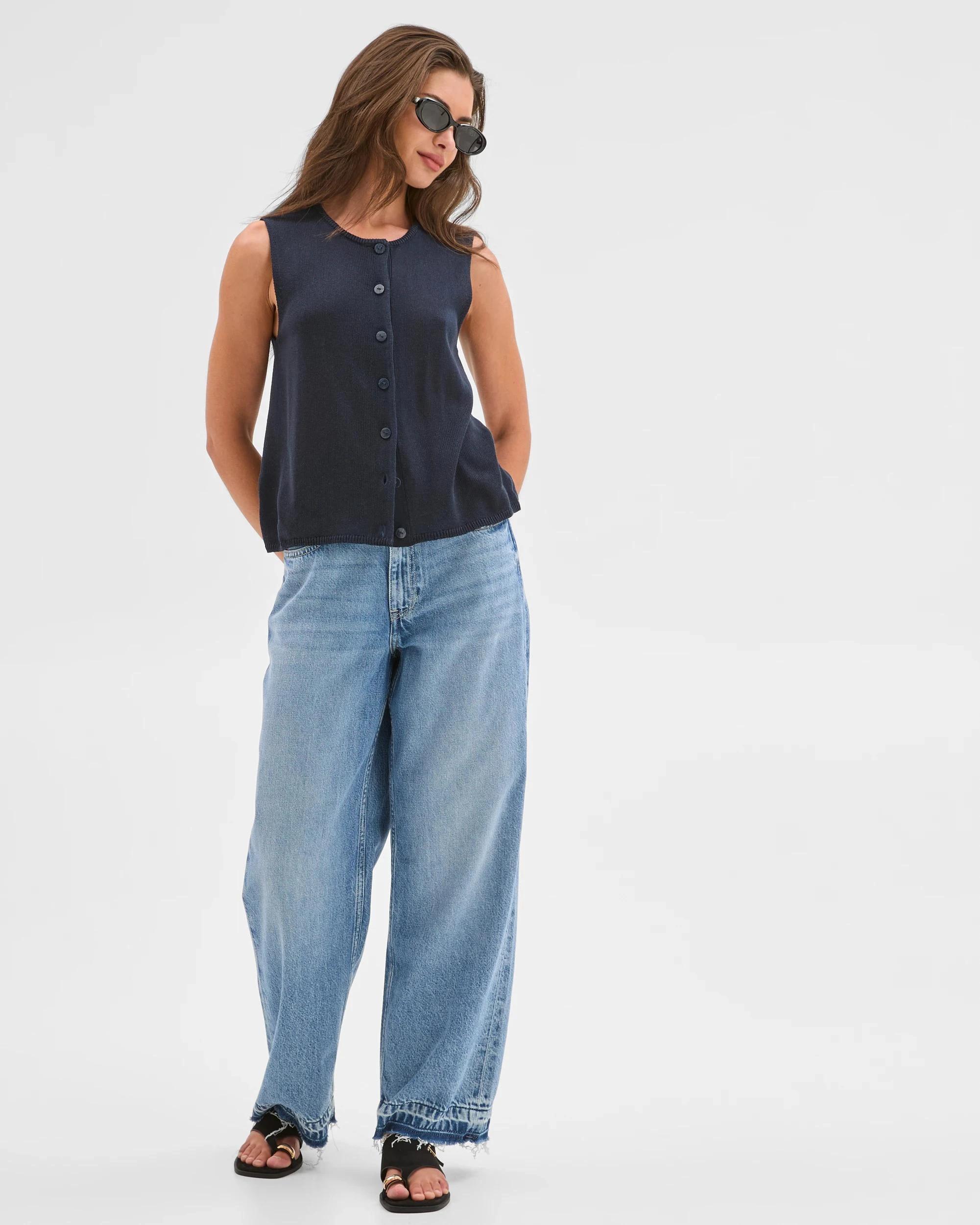 1 Target Petites Petites Imogen Loose Fit Denim Jeans BLUE, 1 of 6