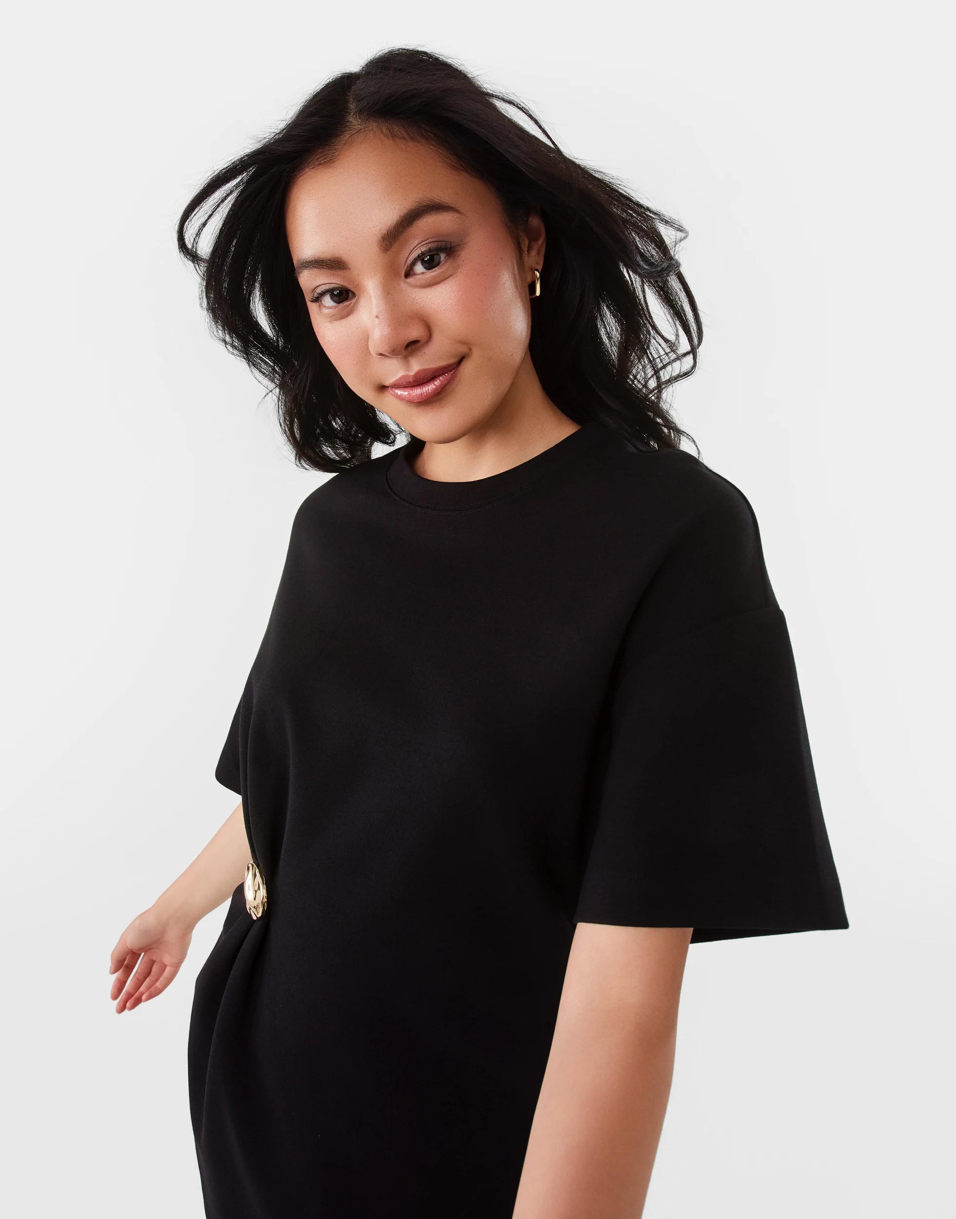 5 Short Sleeve Structured Detail Top Black, 5 of 8