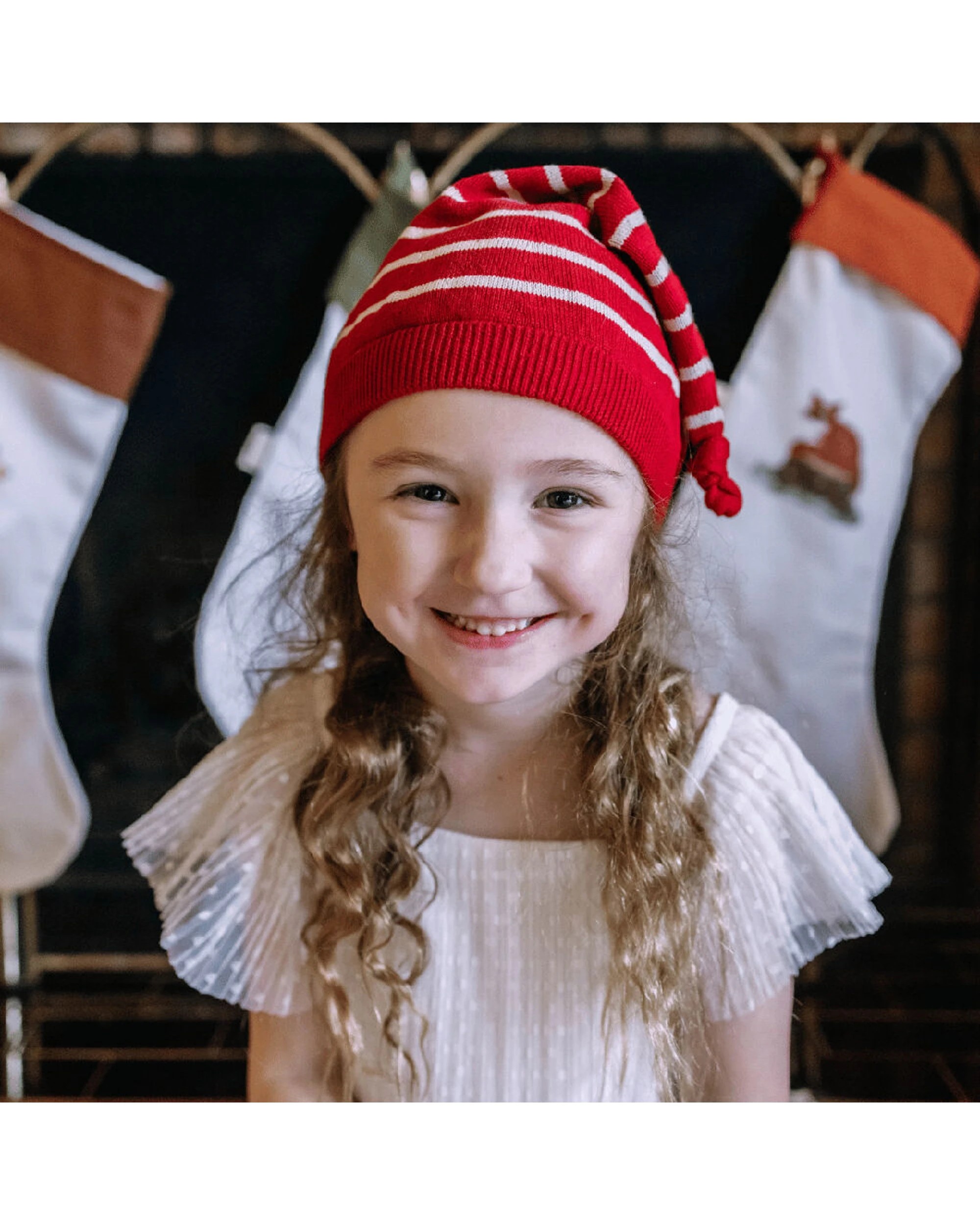 3 Fabelab Christmas Woodland Knitted Elf Hat Beanie Kids Organic - Red, 3 of 3