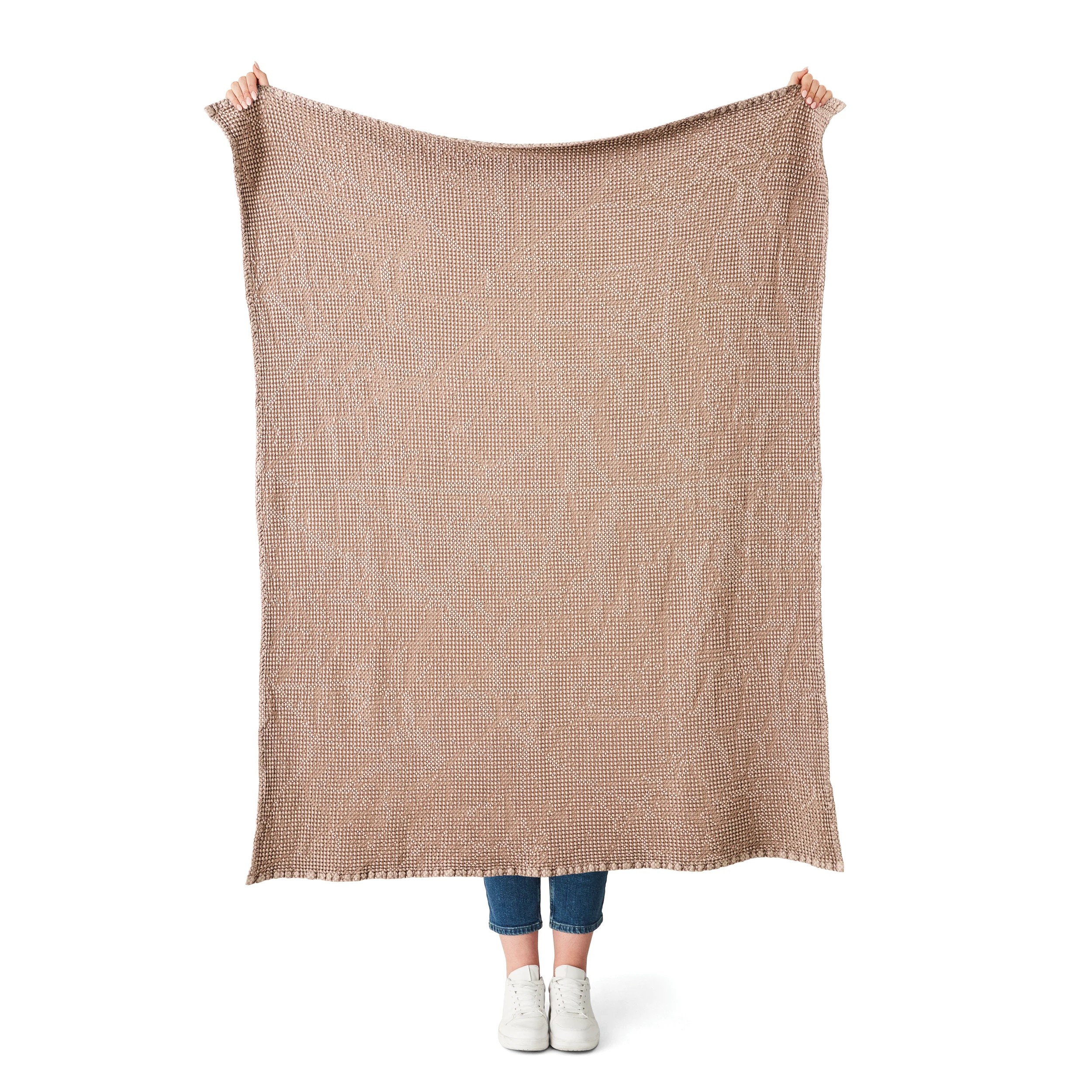 2 Stonewashed Australian Cotton Waffle Throw - Tan, 2 of 7