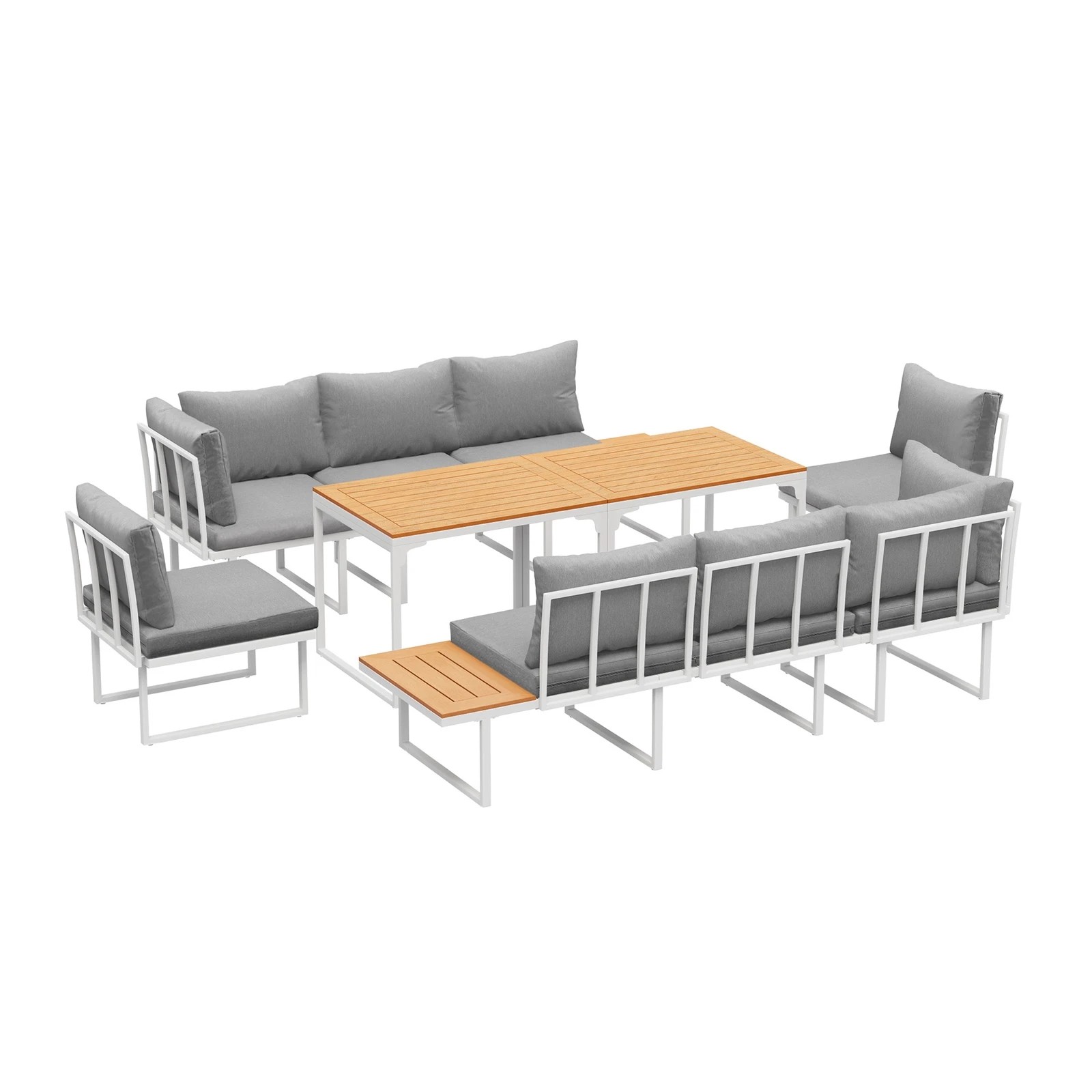 8 Livsip 8 Seater Outdoor Dining Sofa Setting Lounge Side Table Furniture - Multi, 8 of 8