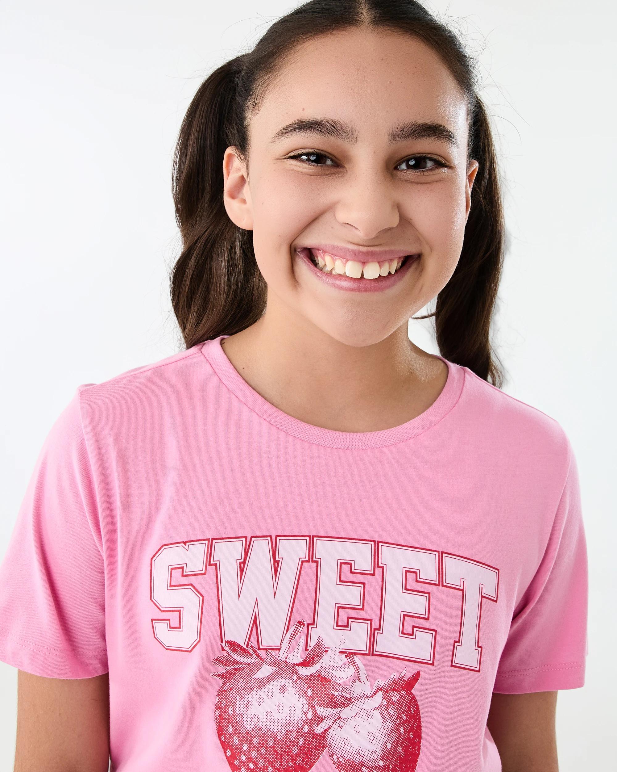 3 Short Sleeve Printed T-shirt Pink Fruit, 3 of 7
