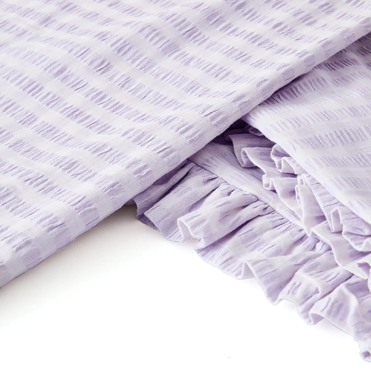 4 Gingham Ruffle Cotton Quilt Cover Set - Double Bed, Lilac, 4 of 6