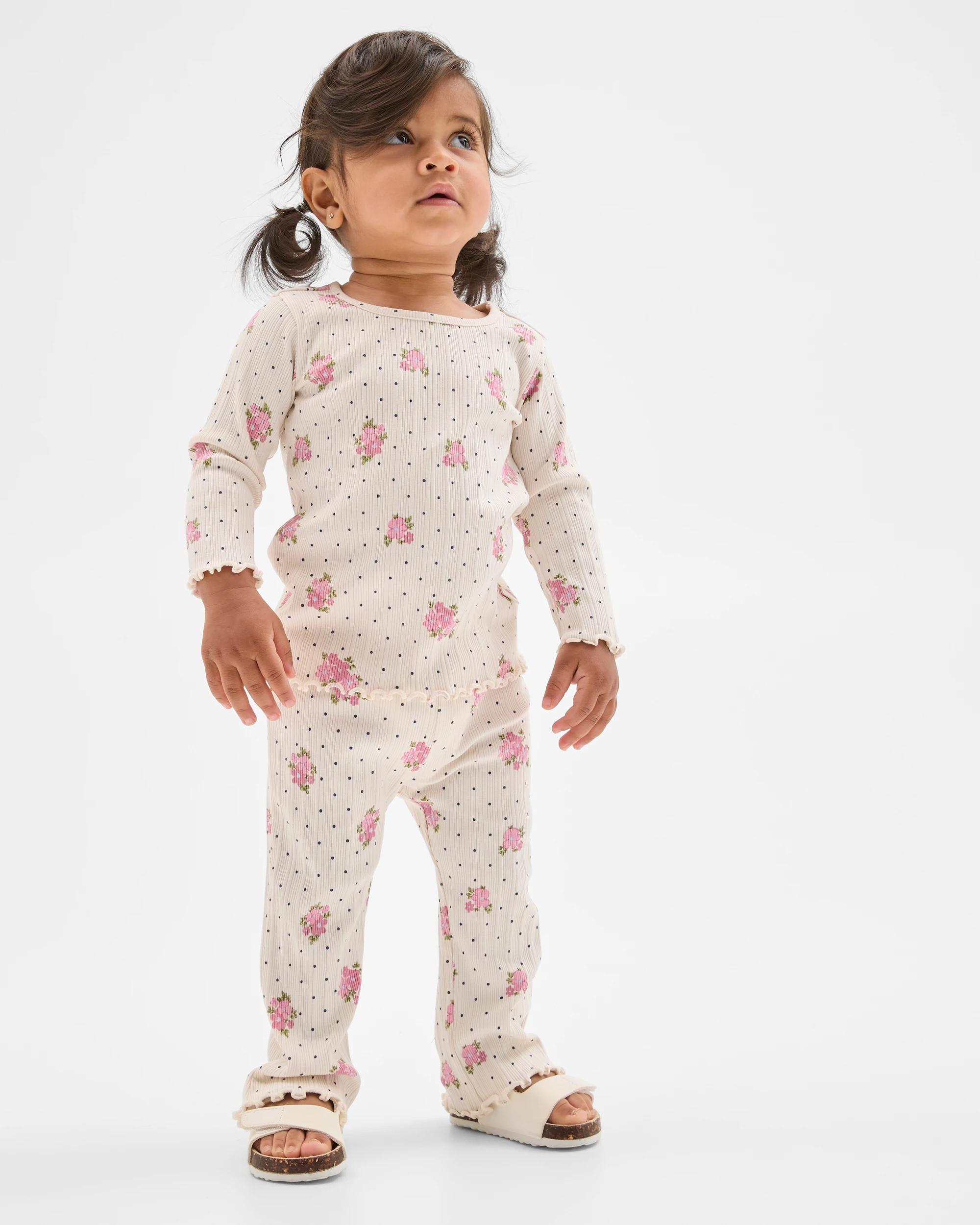 1 Target Baby Baby Organic Cotton Long Sleeve Rib T-Shirt FLORAL SPOT GARDENIA, 1 of 4