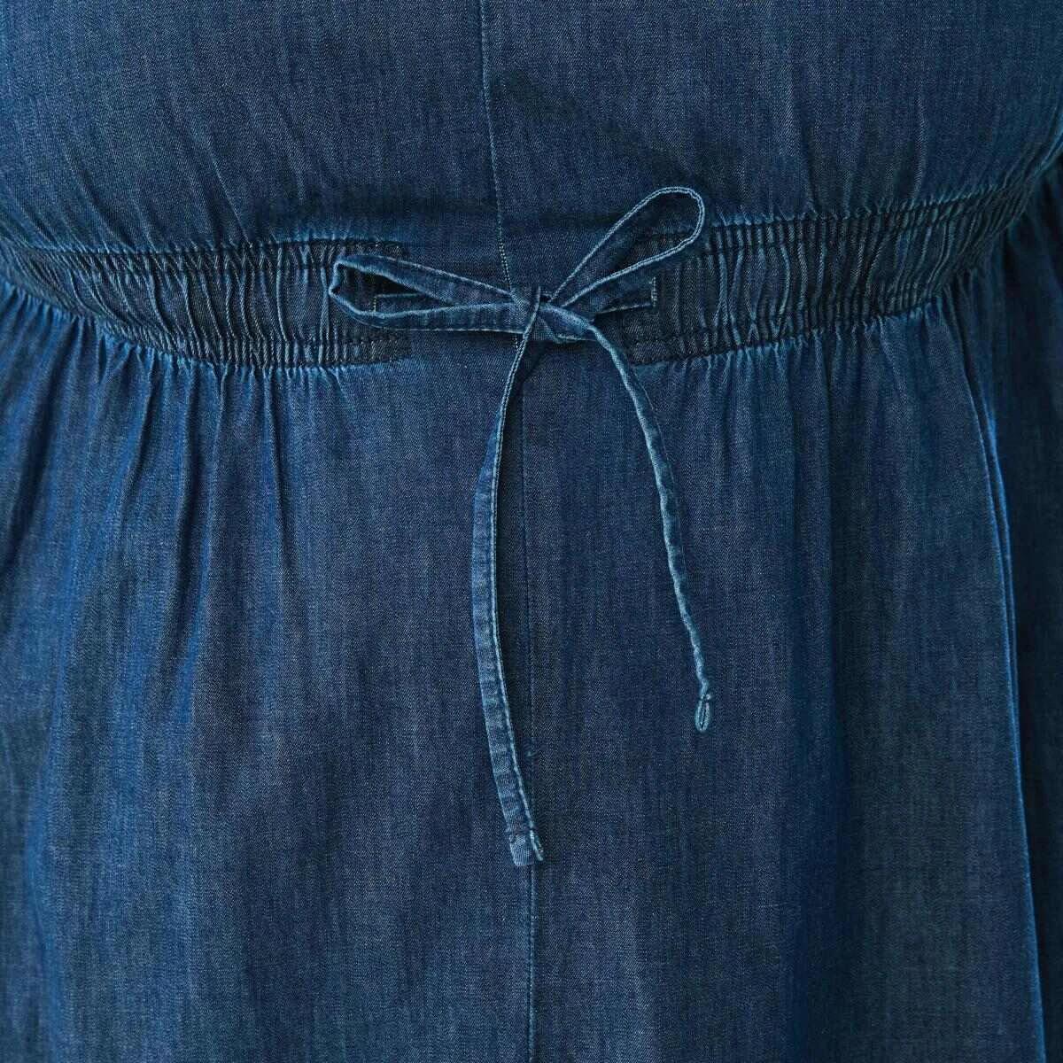 5 Curve Short Sleeve Chambray Midi Dress DARK DENIM WASH, 5 of 6