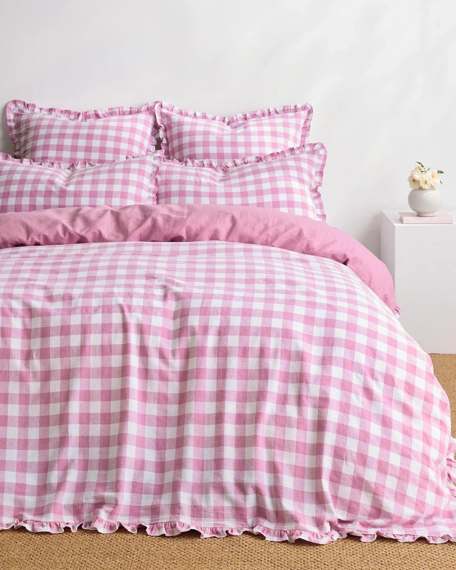 1 Target Lulu Gingham Linen/Cotton Quilt Cover Set - King Bed - Pink, 1 of 4