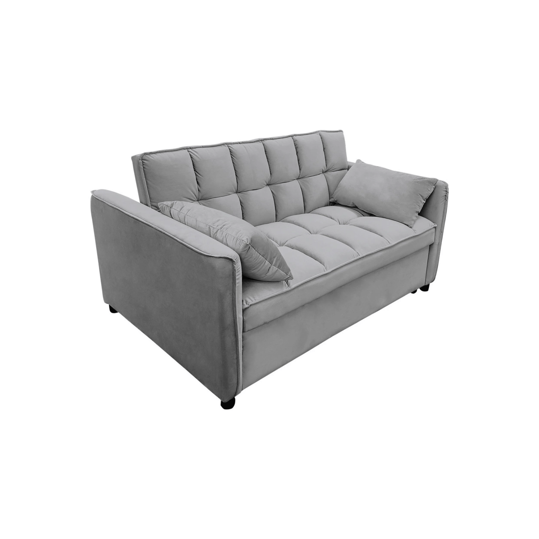 1 Sarantino Quincy 2-seater Velvet Sofa Bed In Dark Grey With Wooden Frame And Tufted Design, 1 of 9