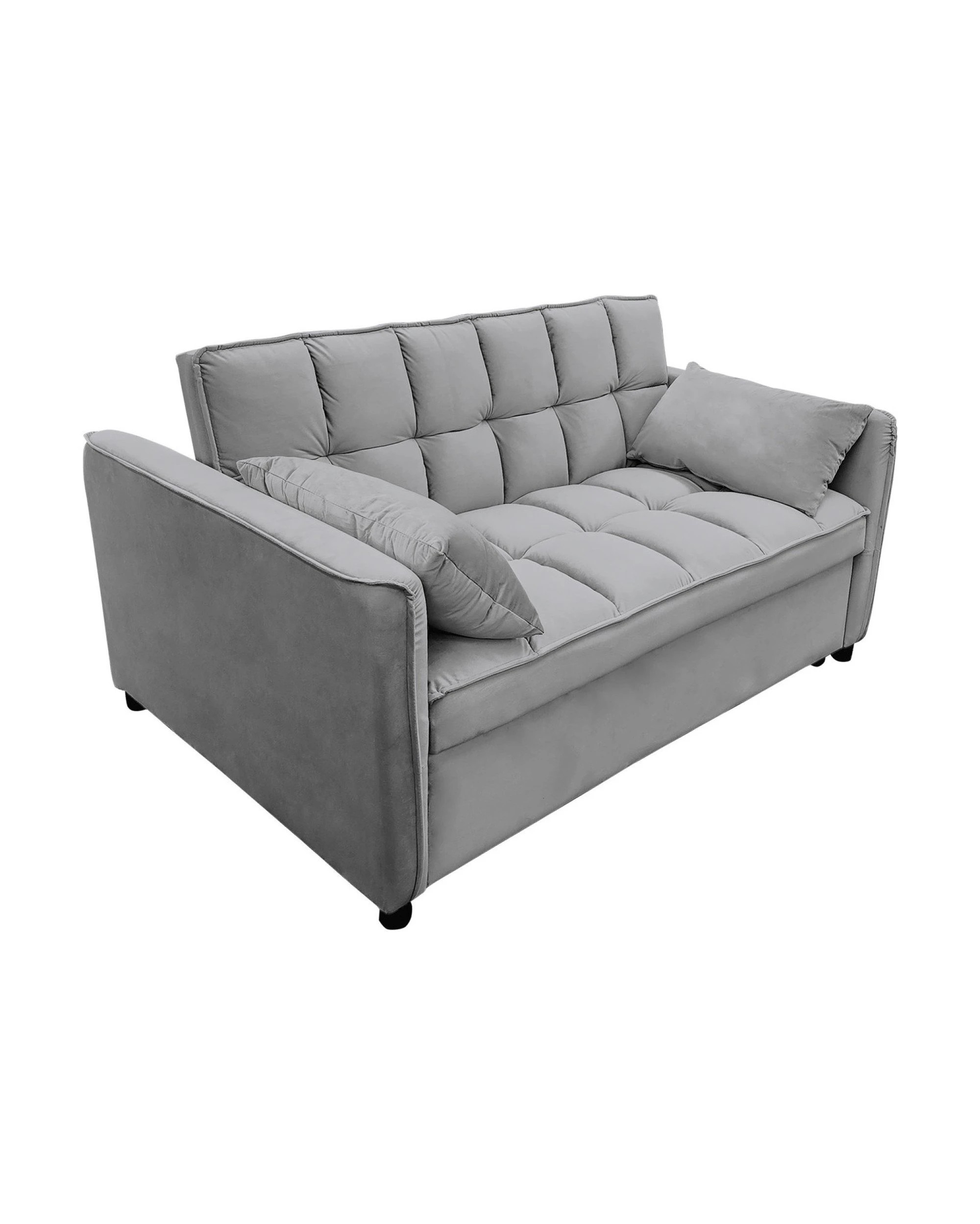 1 Sarantino Quincy 2-seater Velvet Sofa Bed In Dark Grey With Wooden Frame And Tufted Design, 1 of 9