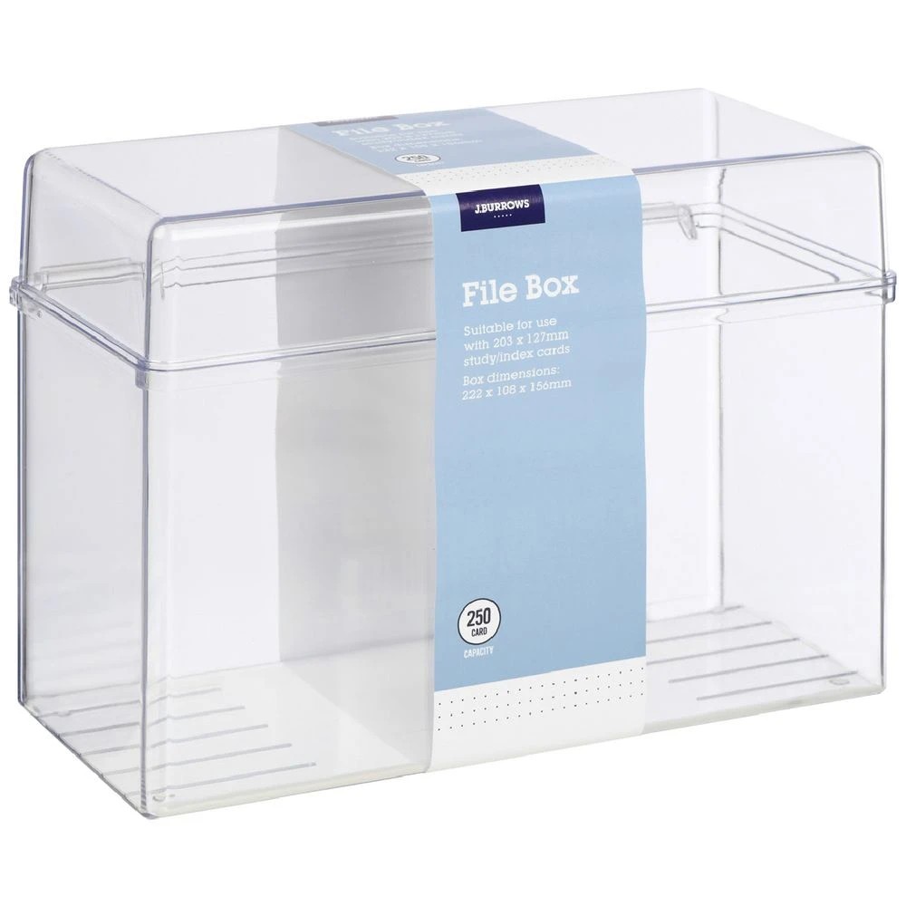 1 J.Burrows Index Card File Box 203 x 127mm Clear, 1 of 2