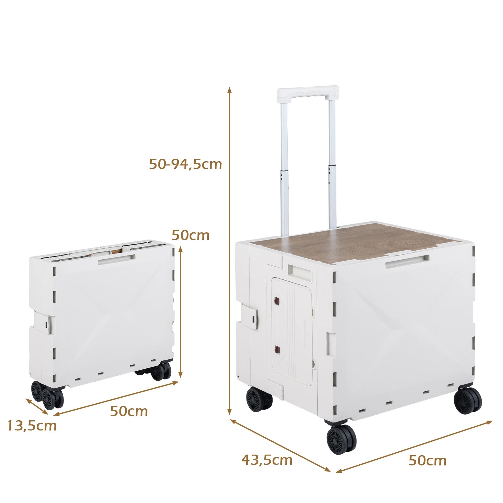4 Costway Shopping Trolley Folding Utility Cart Camping Wagon Tool Box Garden Cart w/Handle - White, 4 of 4