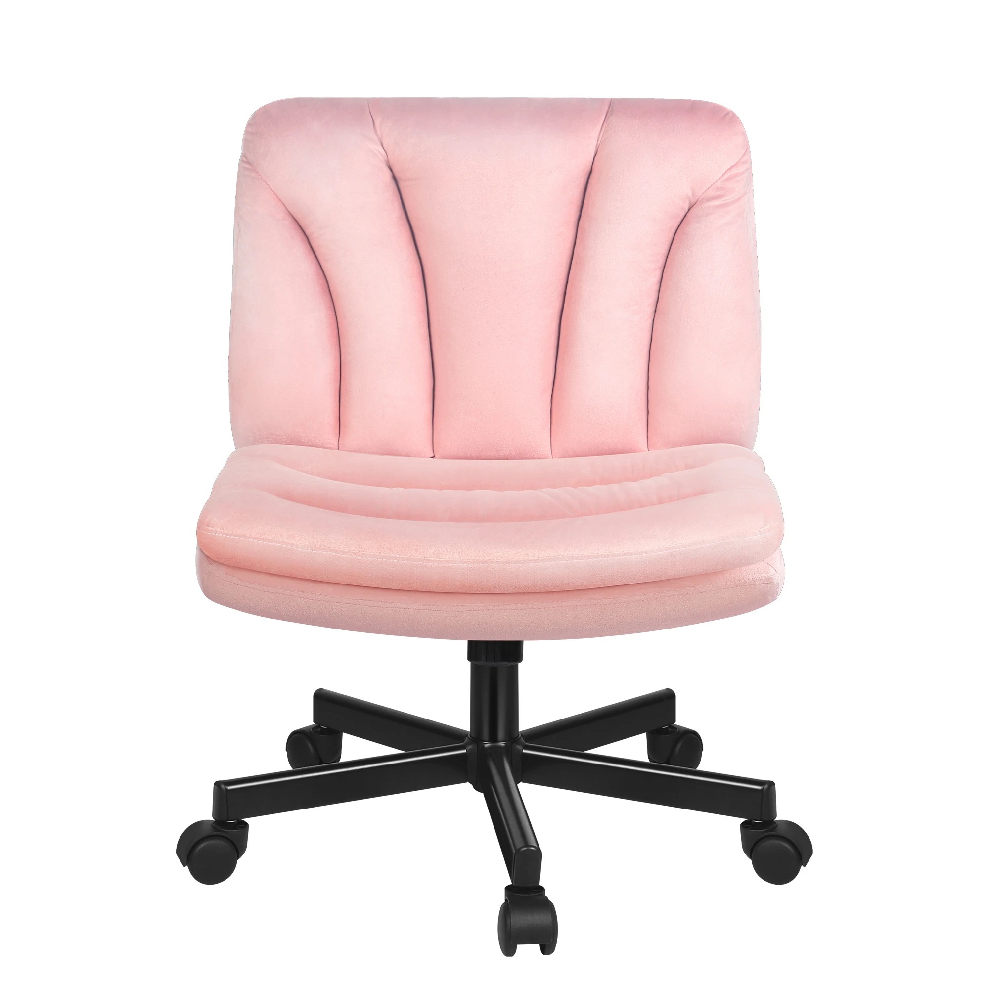 7 Alfordson Armless Office Desk Chair Mid Back Wide Seat w/ Wheels Velvet - Pink, 7 of 8