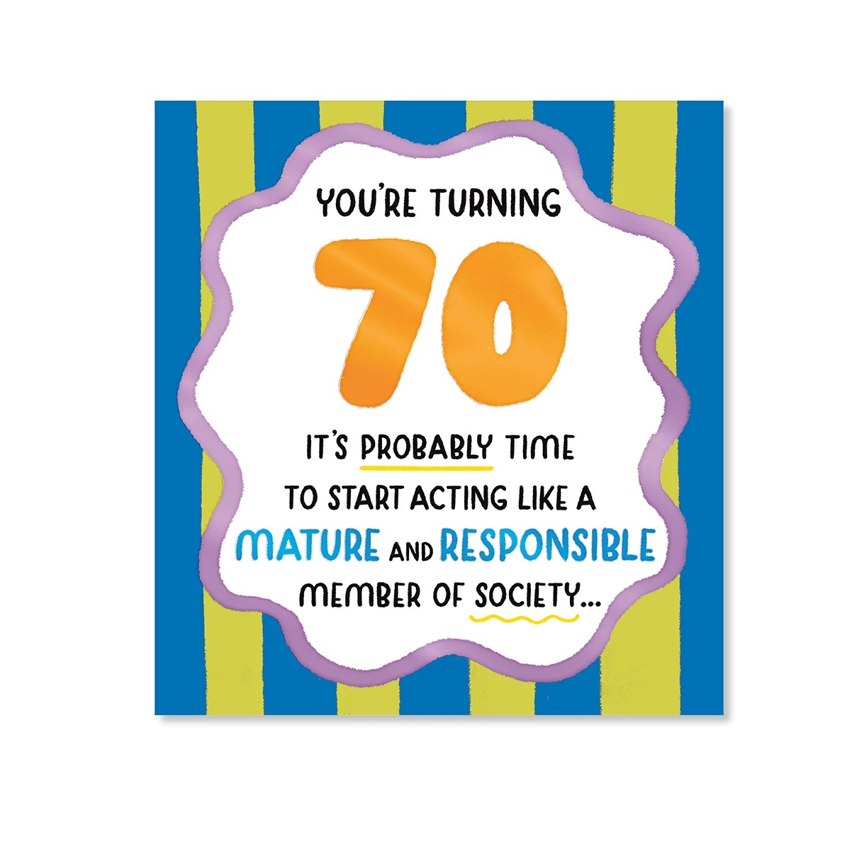 3 Hallmark 70th Birthday Card - Blue Stripes, 3 of 3