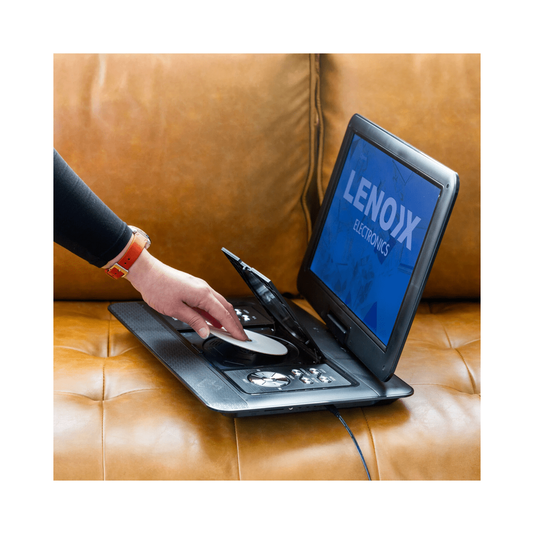 2 Lenoxx 15.4" Swivel Portable DVD Player & Screen, Rechargeable Entertainment, 2 of 7