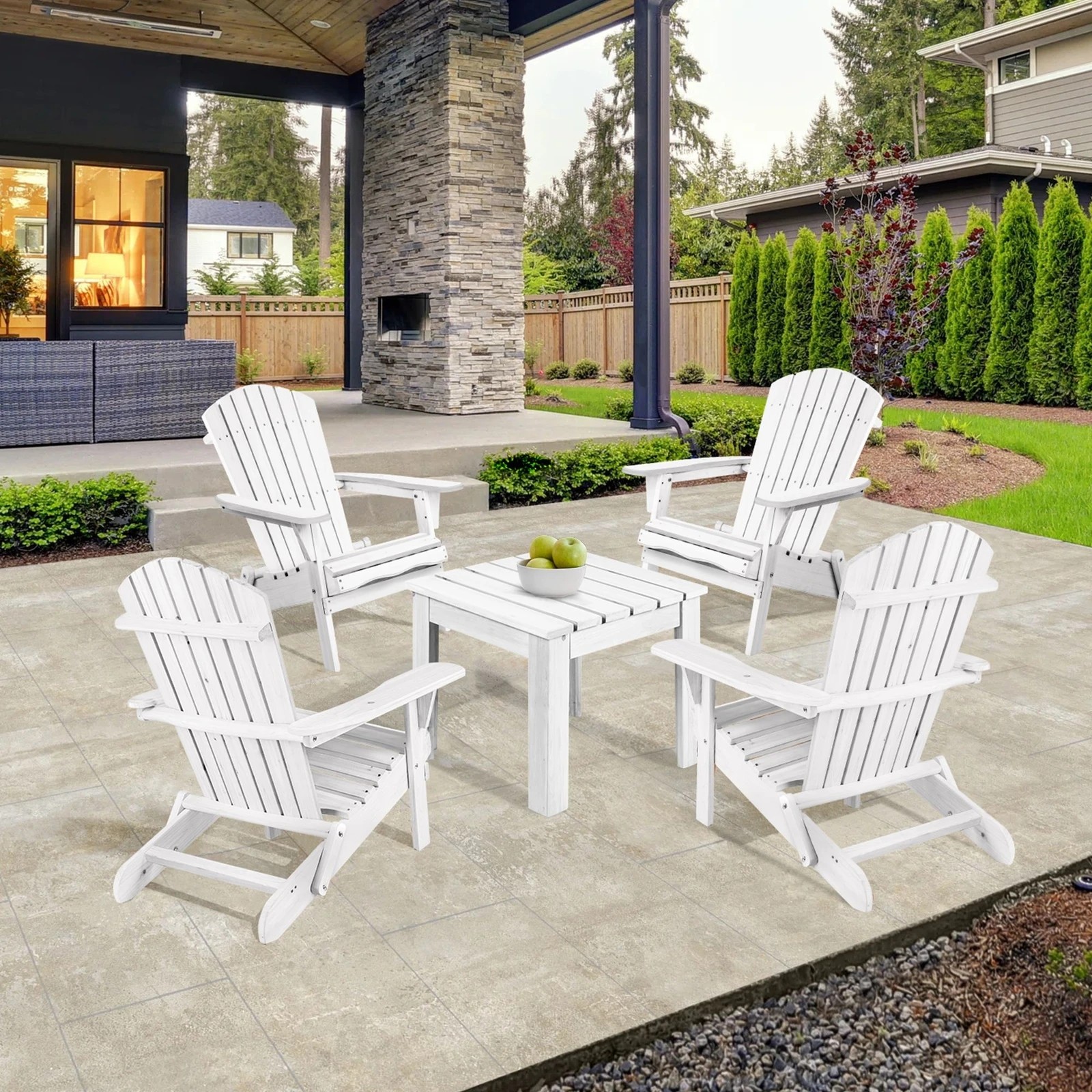 3 Alfordson Outdoor Chair Wooden Adirondack Patio Furniture Beach Garden - White, 3 of 9