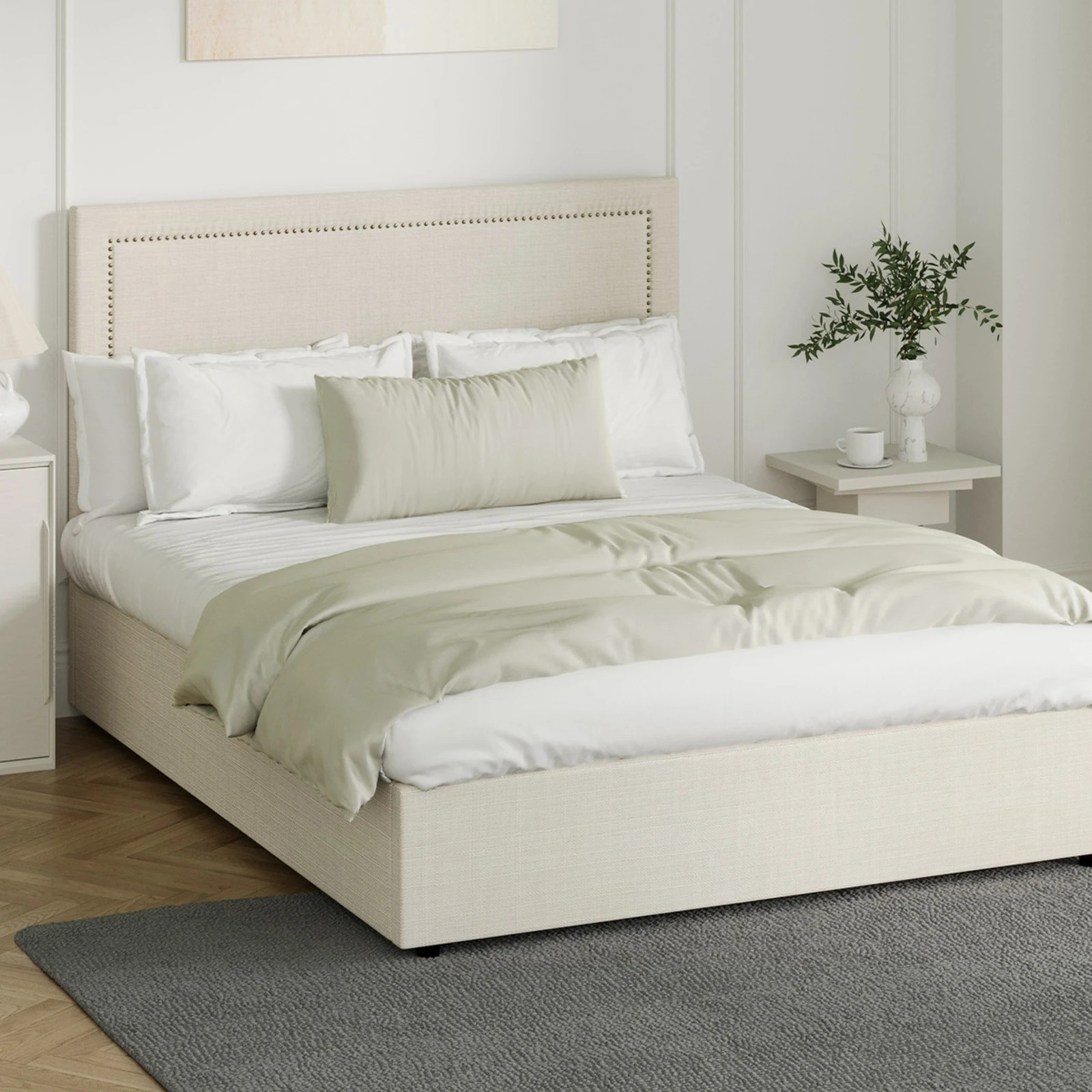 2 Oikiture Double Bed Gas Lift Bed Frame
 - Beige, 2 of 10
