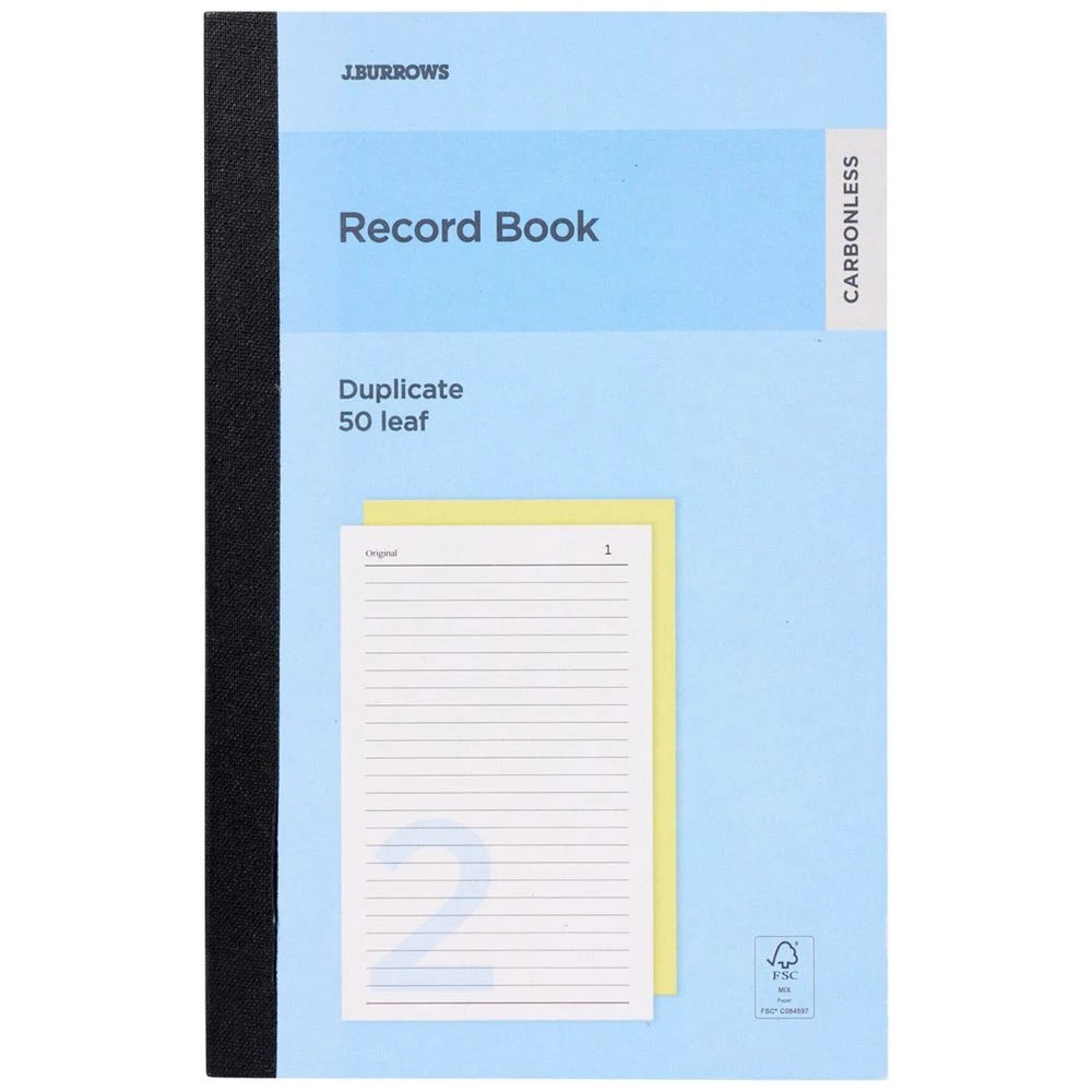 1 J.Burrows Carbonless Duplicate Small Record Book 50 Leaf, 1 of 1