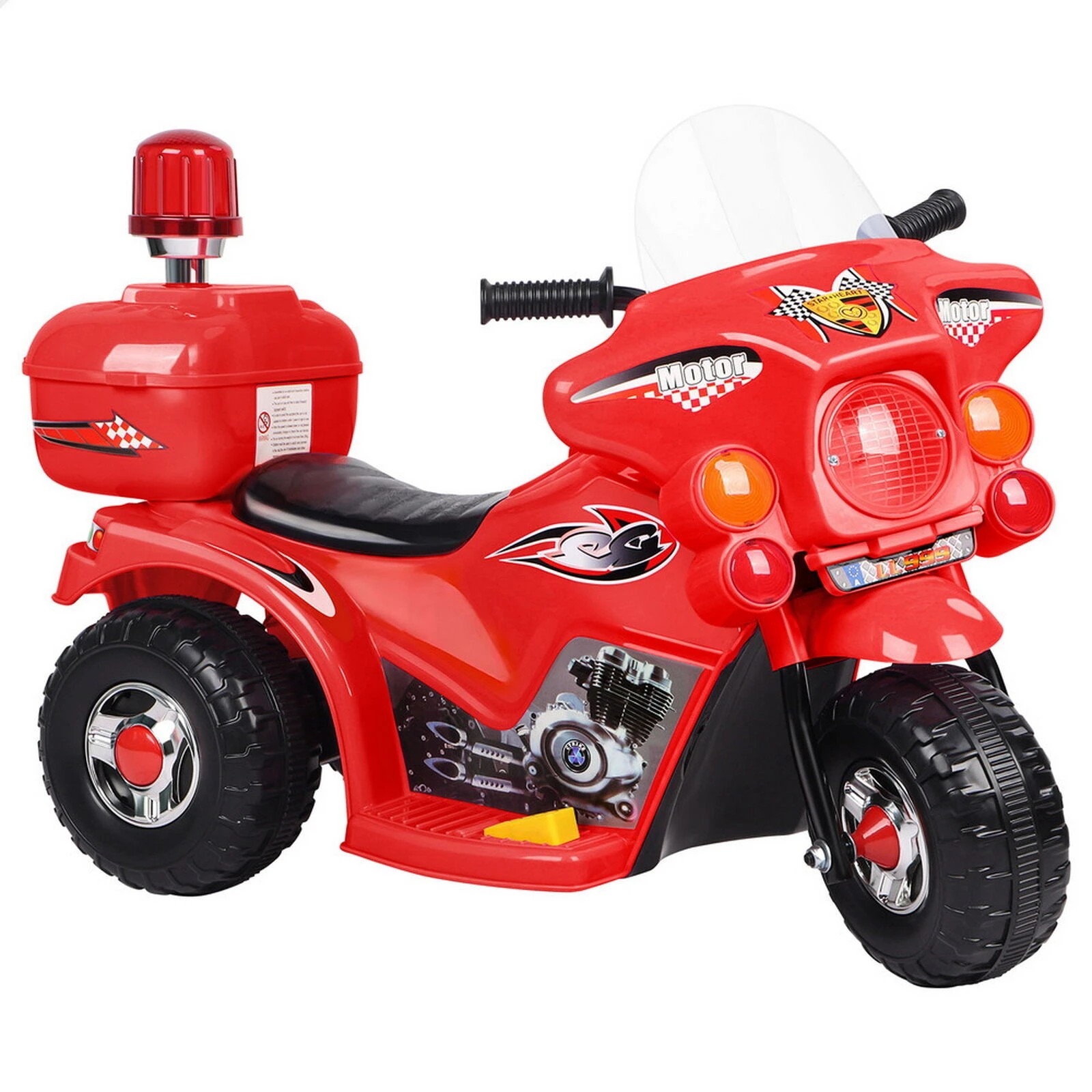 1 Alfordson Kids Ride On Car Police Motorcycle 6V Electric Toy 25W Motor MP3 - Red, 1 of 9