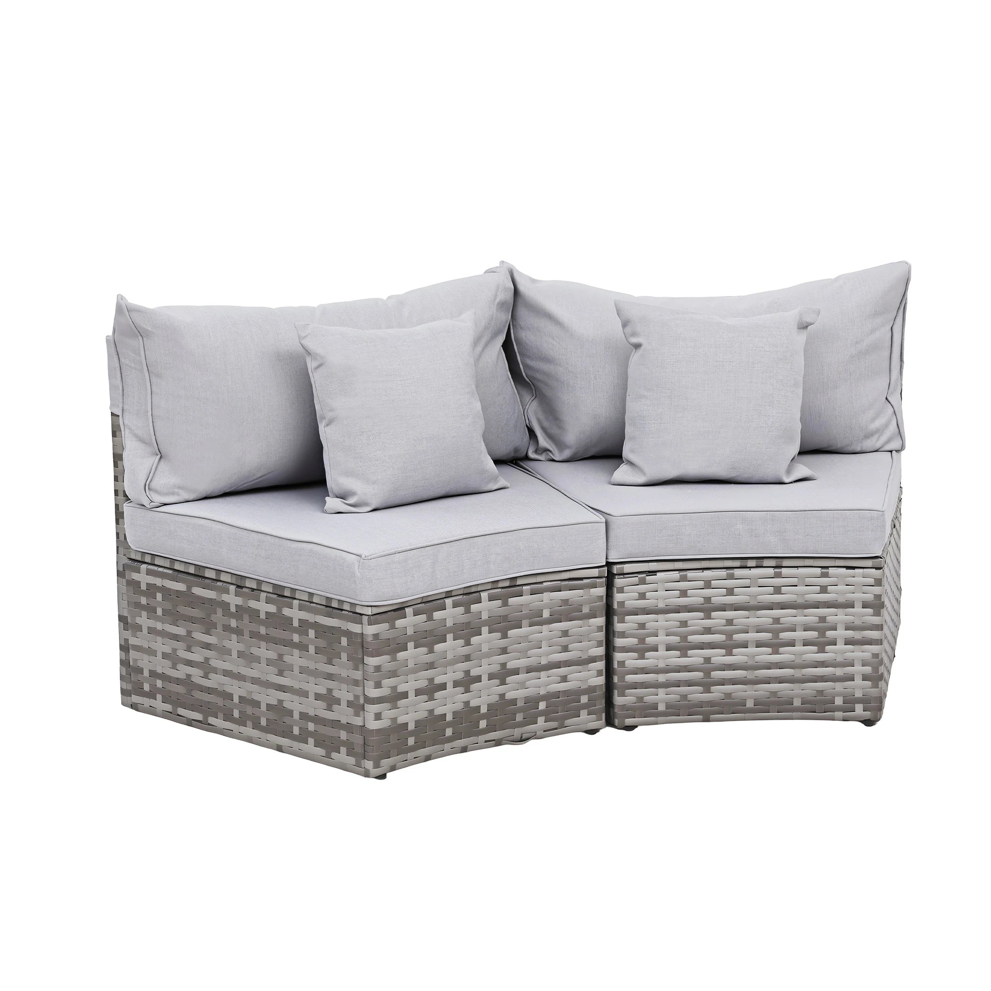 3 Gardeon 2 PCS Outdoor Sofa Set Rattan Modular Chair Garden Patio Furniture - Grey, 3 of 5