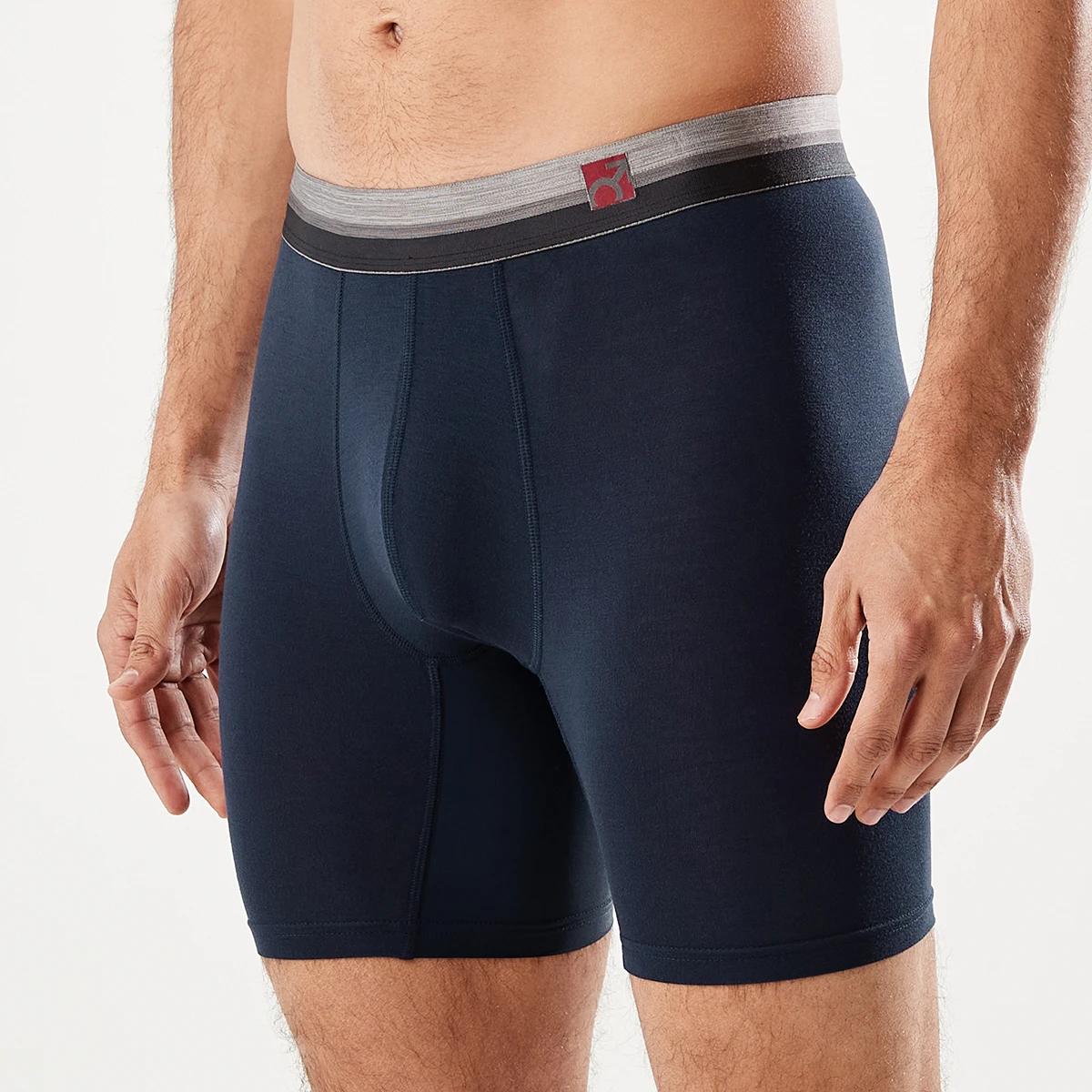 2 Anti-ride Mid Length Bamboo Blend Trunks Navy, 2 of 5
