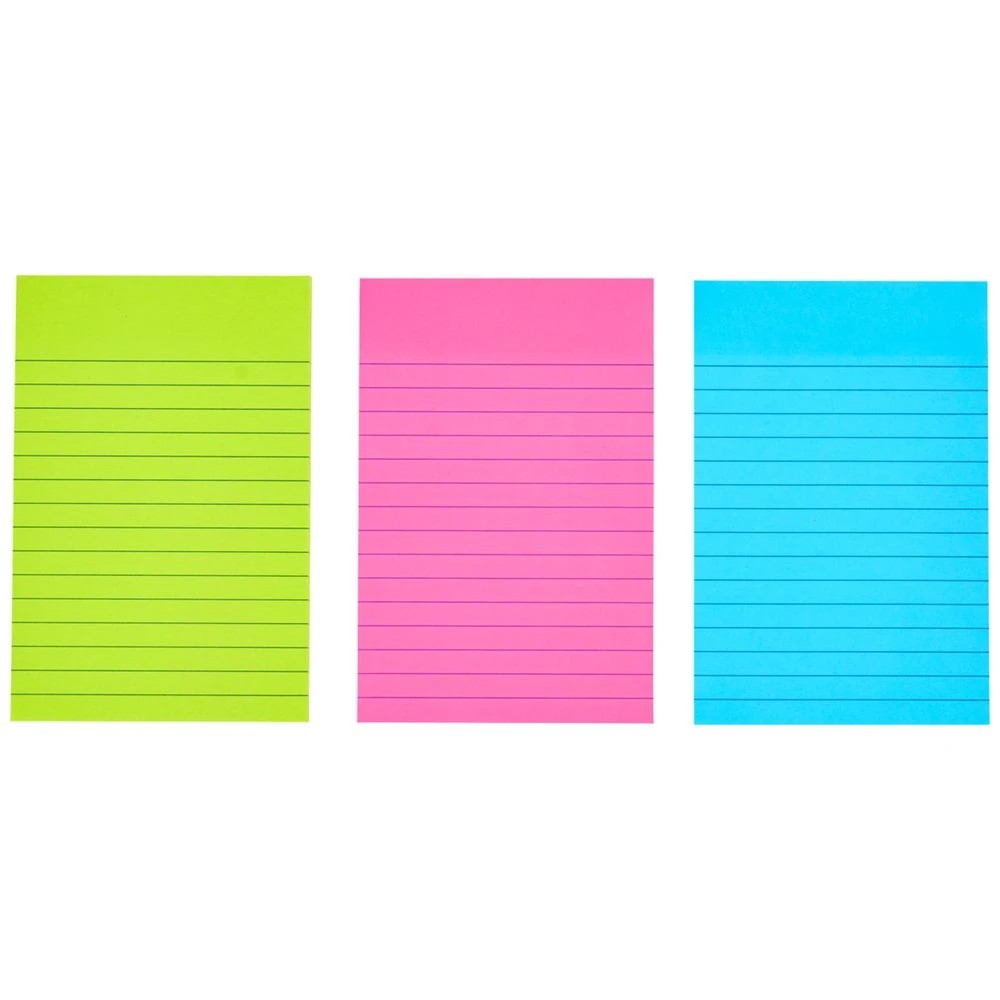 3 J.Burrows Ultra Stick-it Notes 101x152mm Lined Neon 3 Pack, 3 of 4