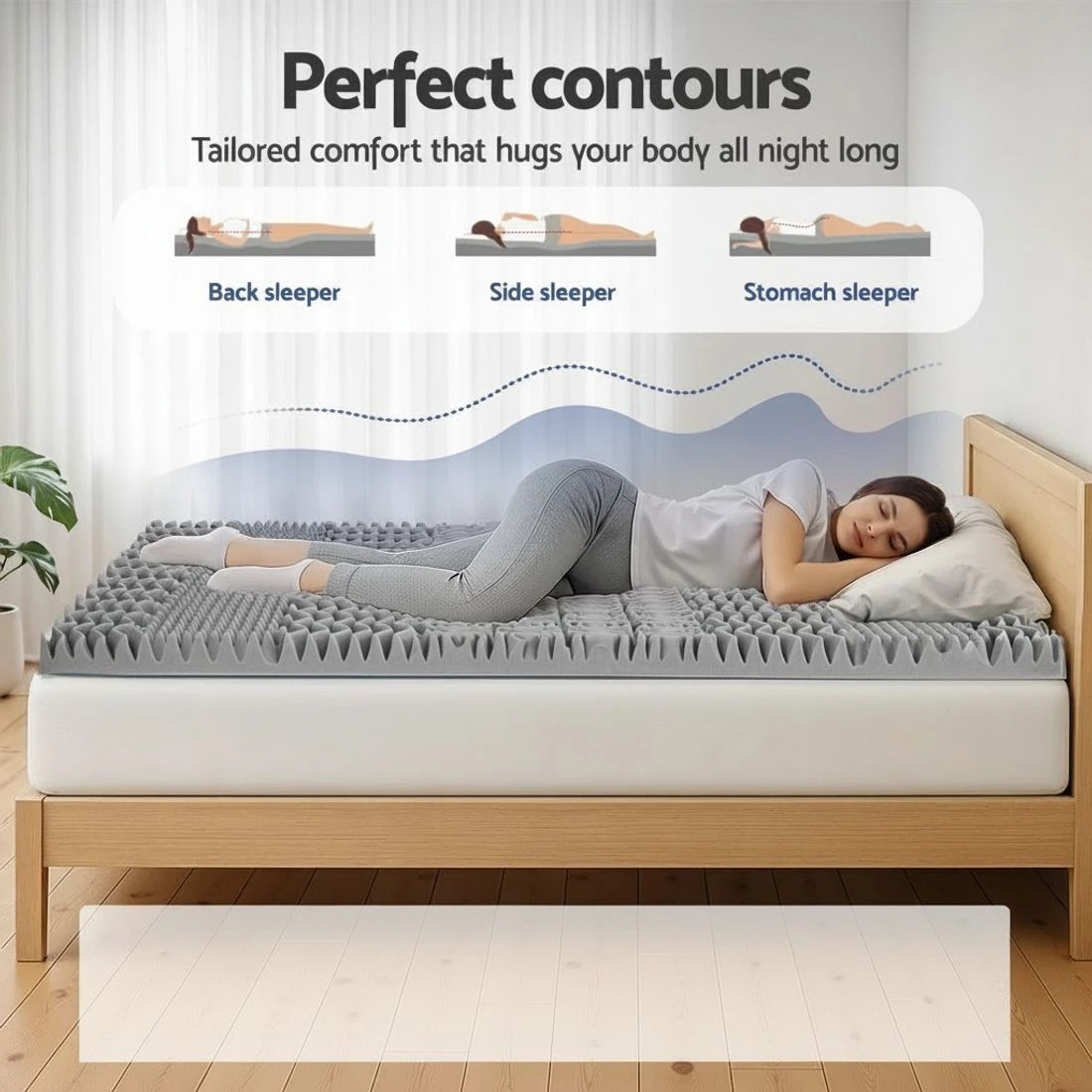 4 Giselle Bedding 8cm Memory Foam Mattress Topper 7-Zone Graphite Double - Double Bed - Grey, 4 of 9