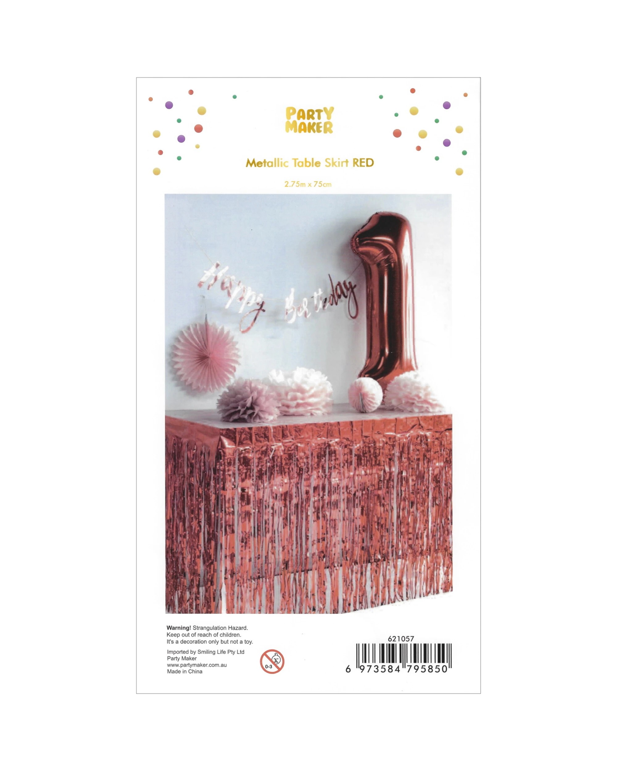 2 Partyrama Metallic Red Table Skirt - Red, 2 of 2