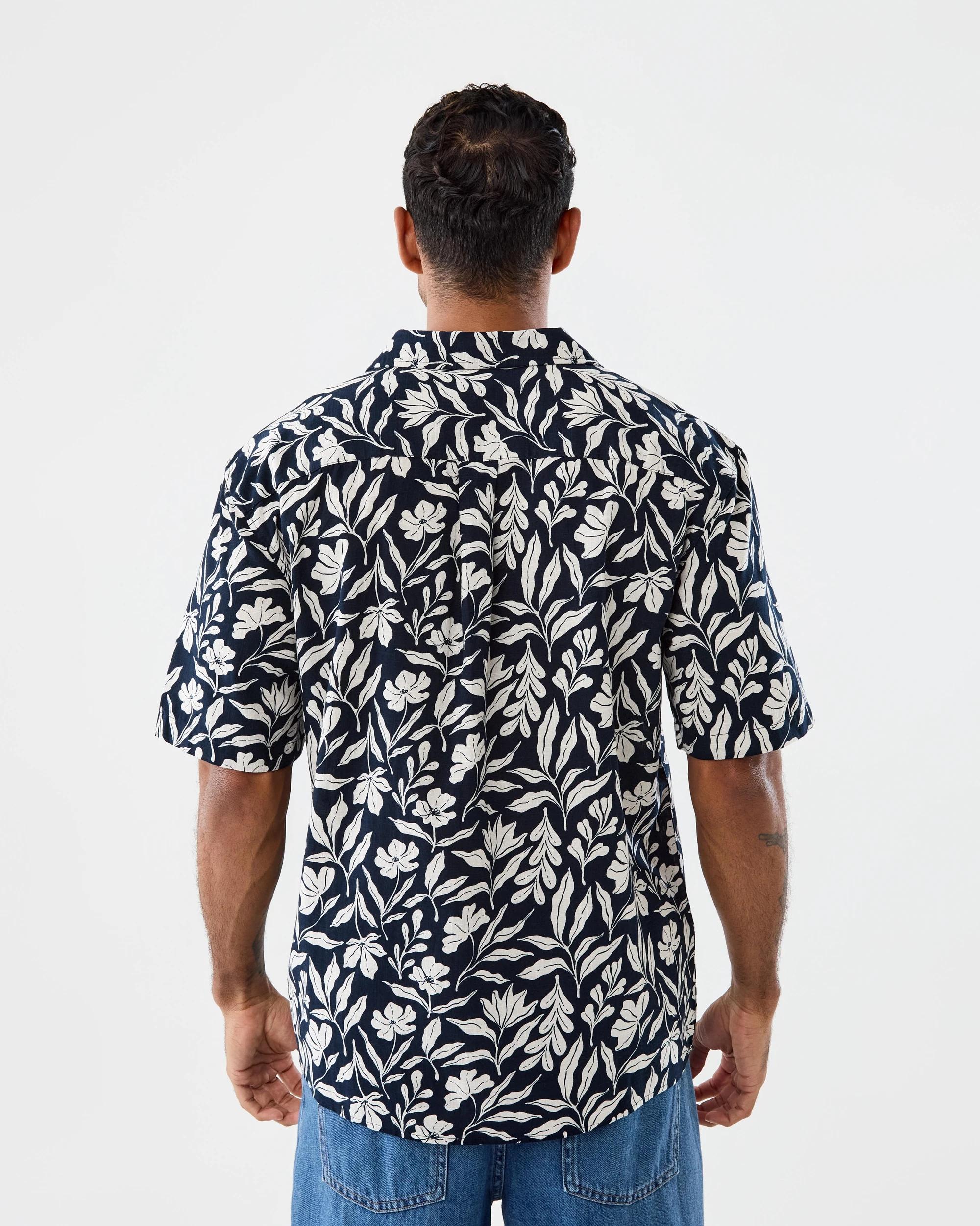 3 Short Sleeve Textured Print Shirt Nvy Soft, 3 of 8