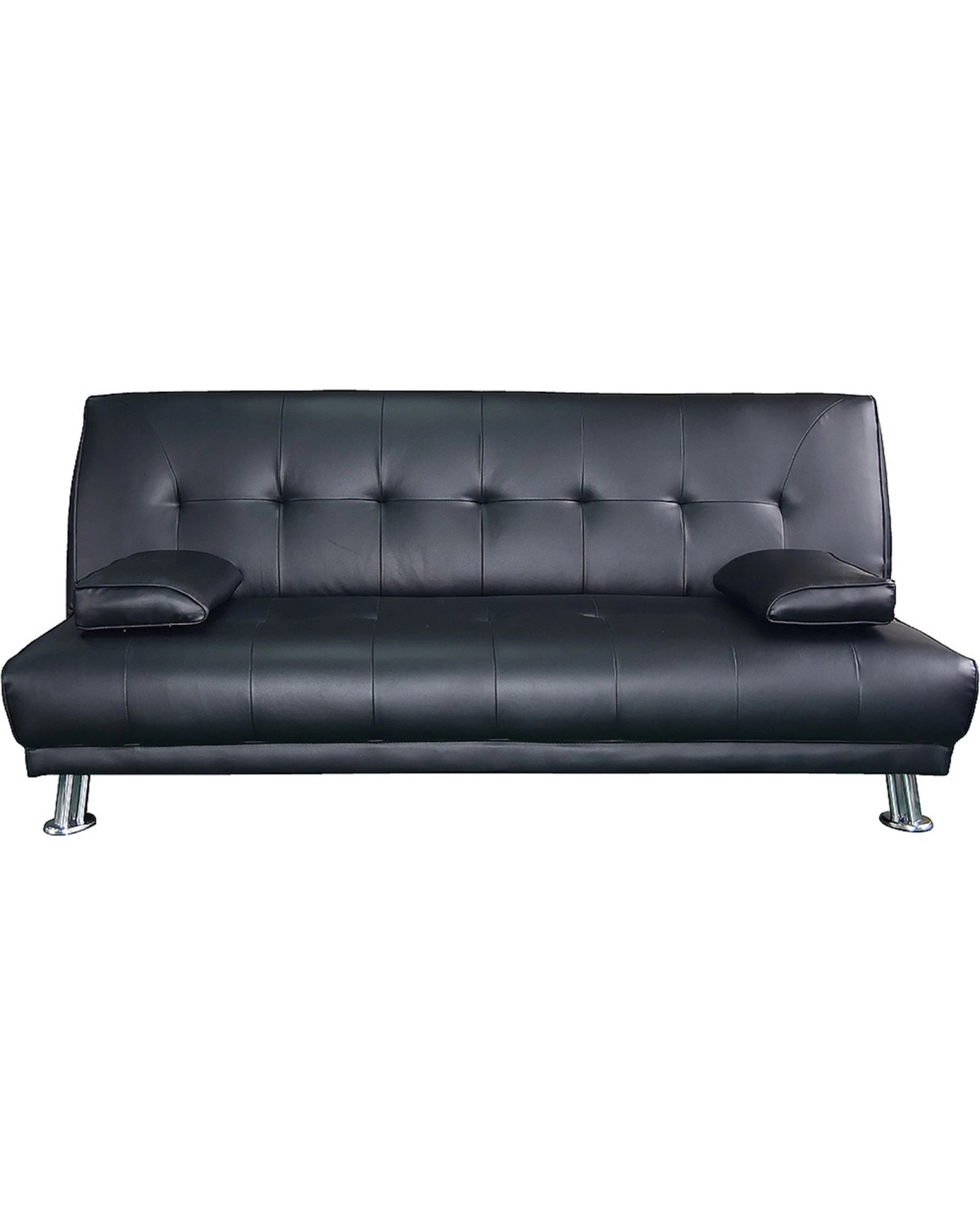 1 Sarantino 3 Seater Faux Leather Sofa Bed Couch Lounge Futon - Black, 1 of 5