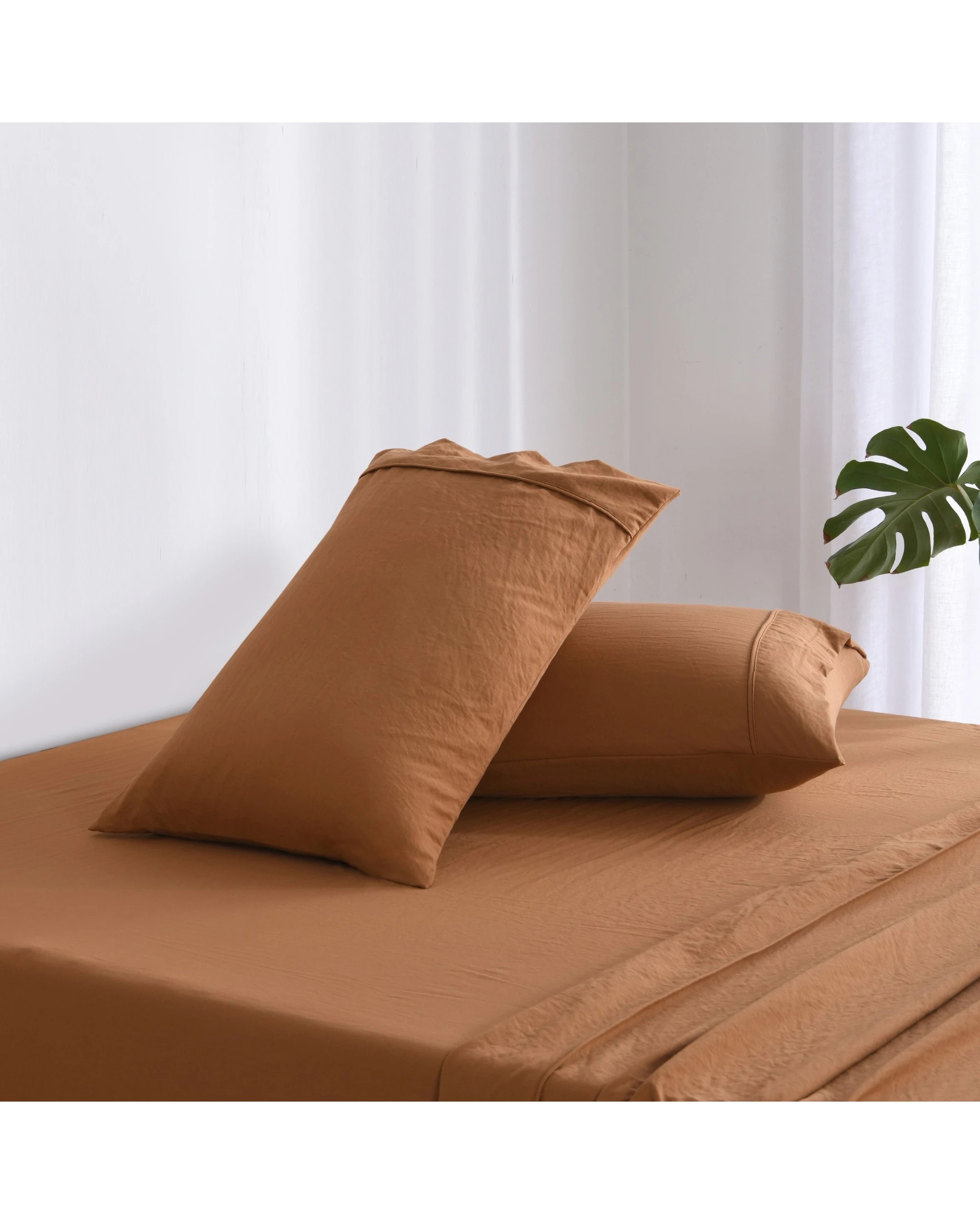 3 Dreamaker Superfine Washed Microfibre Sheet Set - King Single Bed - Rust, 3 of 7