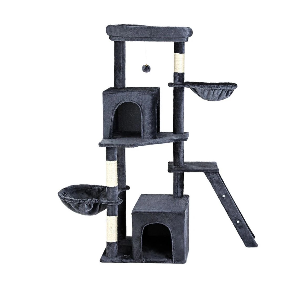 3 i.Pet Cat Tree 138cm Tower Scratching Post Scratcher Trees Condo House - Grey, 3 of 6