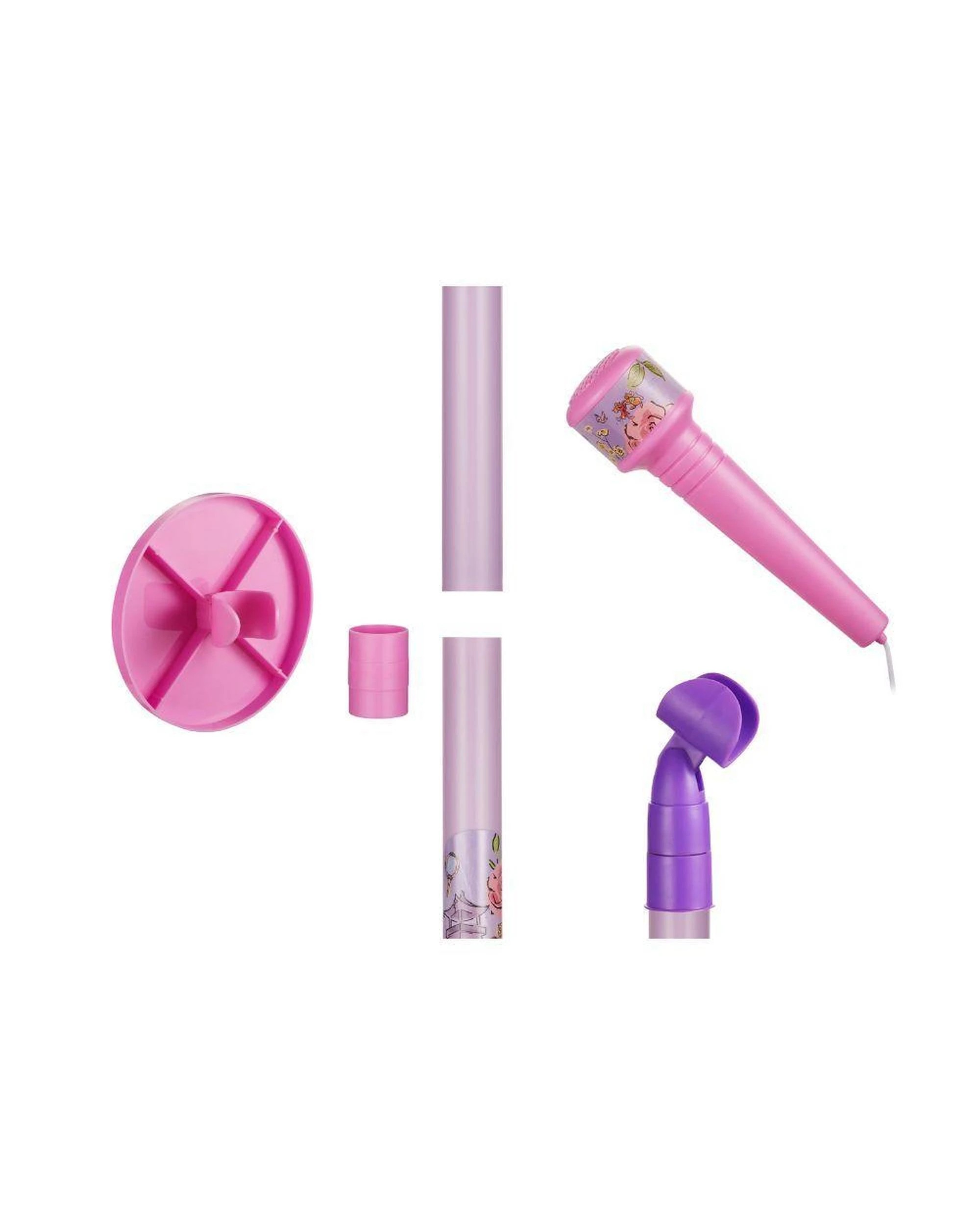 2 Disney Princesses Auxiliary Karaoke Microphone Stand Adjustable Height 53-89cm Colourful Flashing Lights, 2 of 3