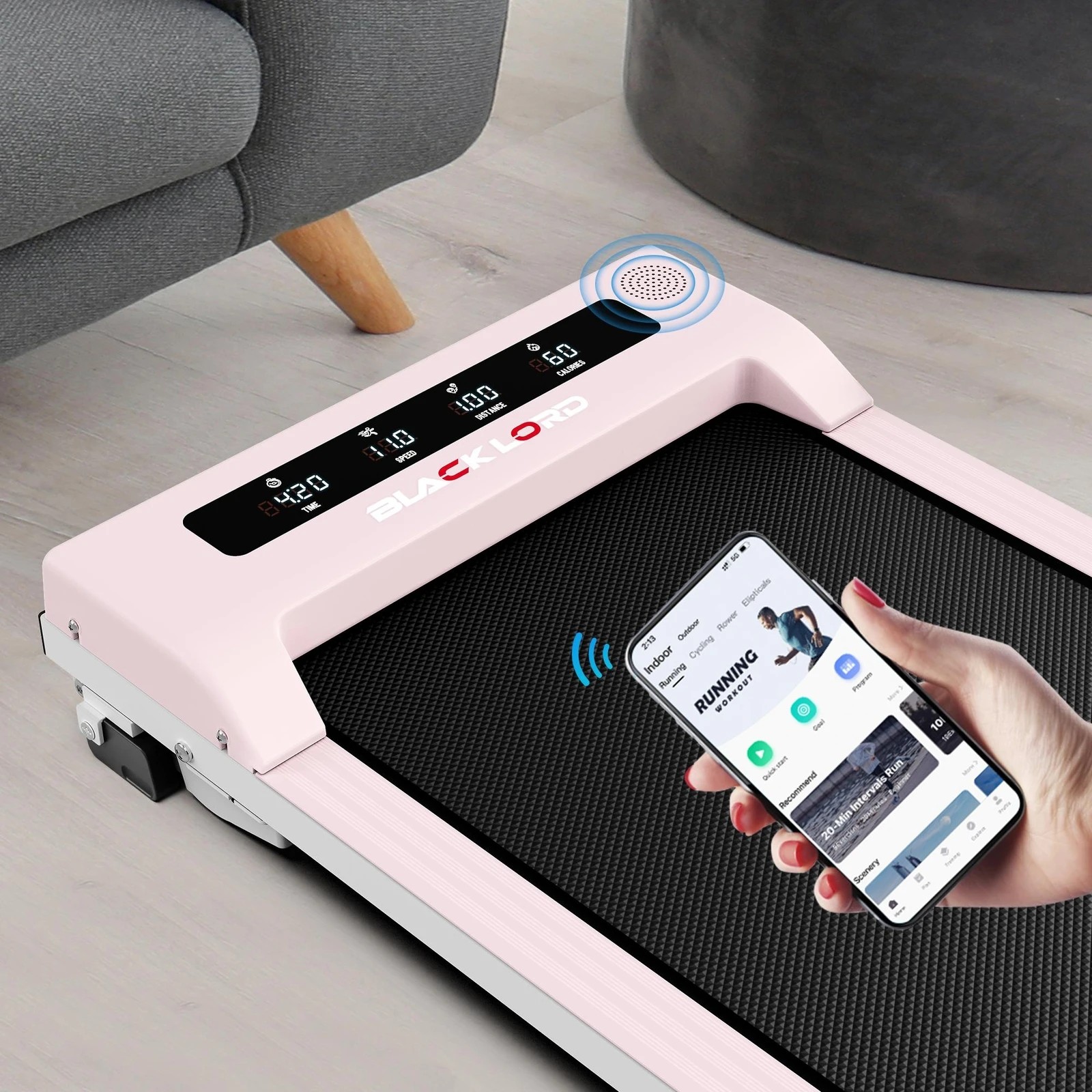 3 Black Lord Treadmill Electric Walking Pad Under Desk Home Office Fitness 38cm Belt - Pink, 3 of 10