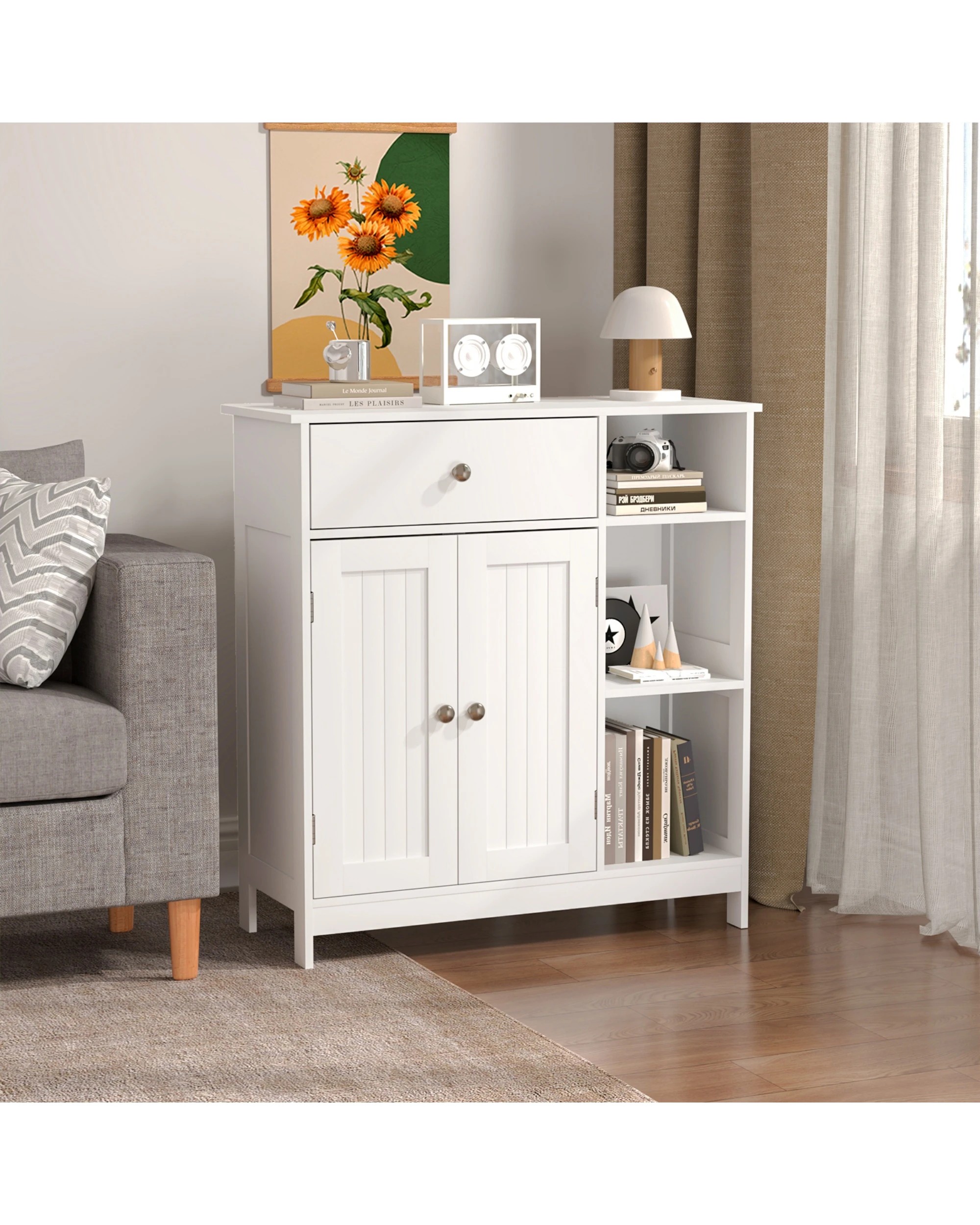 4 Advwin Sideboard Buffet Cabinet 3-Tier Kitchen Storage Cupboard Bathroom Cabinet Hallway Table, 4 of 9