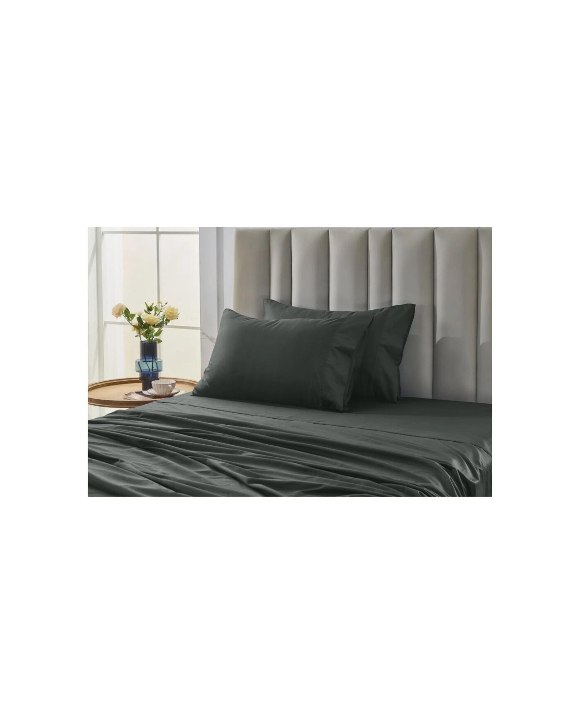 7 Grosvenor House Egyptian Cotton Sheet Set With Pillowcase 500TC - Single Bed - Charcoal, 7 of 8