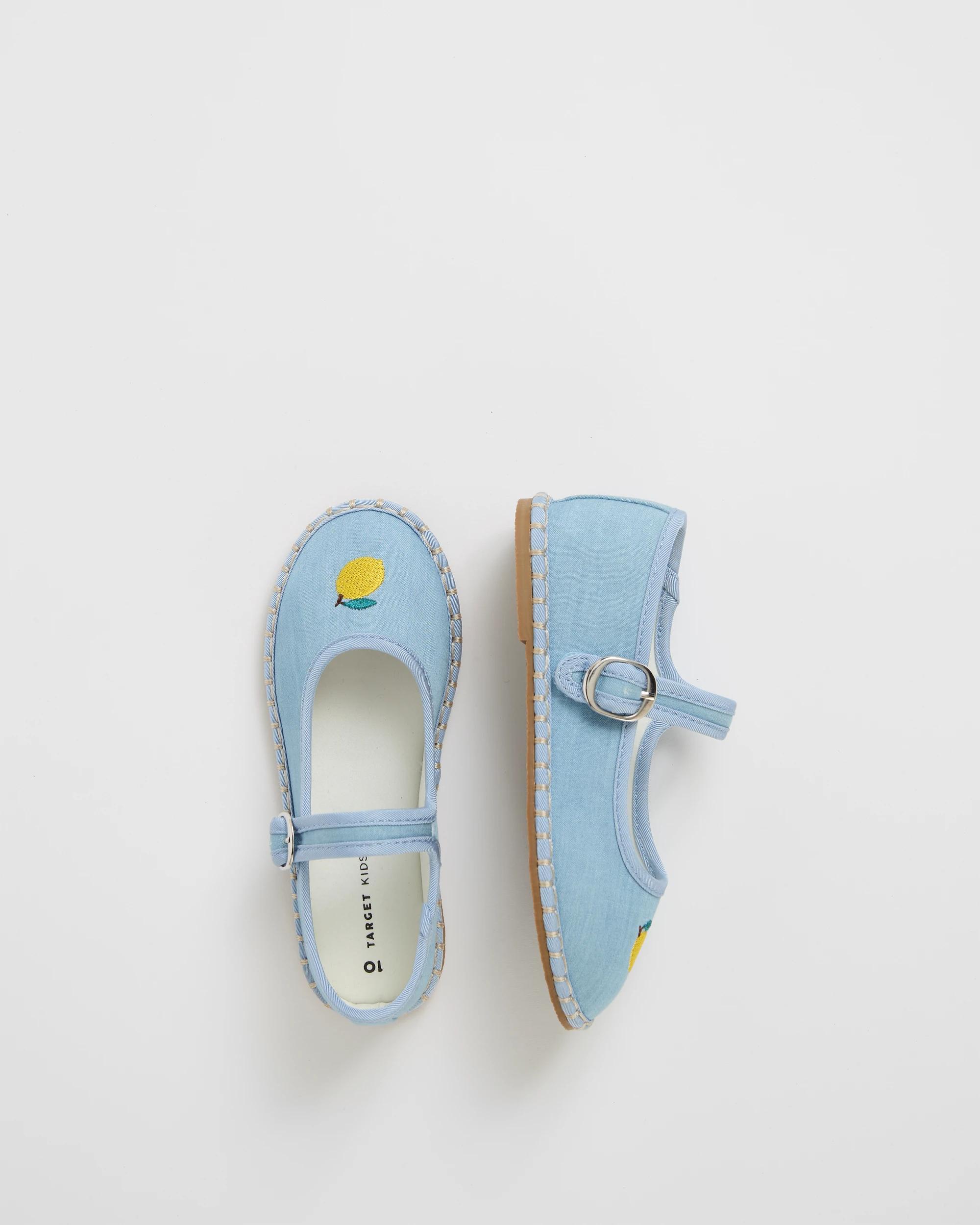 3 Target Kids Embroidered Fruit Espadrille Pumps BLUE LEMON, 3 of 3