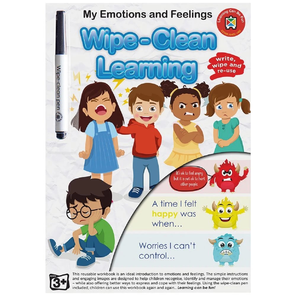 1 Learning Can Be Fun Write & Wipe Emotions Workbook, 1 of 3