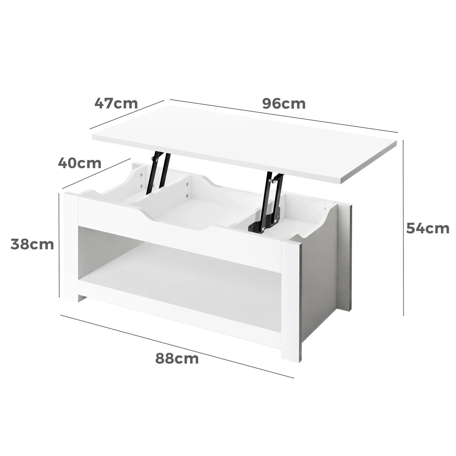 7 Alfordson Coffee Table Lift Up Top Laptop Desk Hidden Storage Shelf - White, 7 of 10