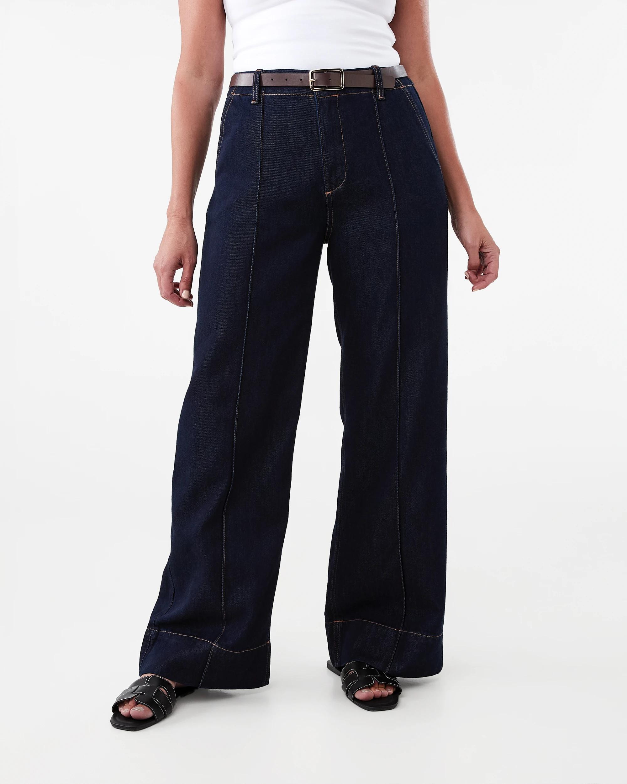 1 Belted Wide Leg Jeans Indigo Wsh, 1 of 8