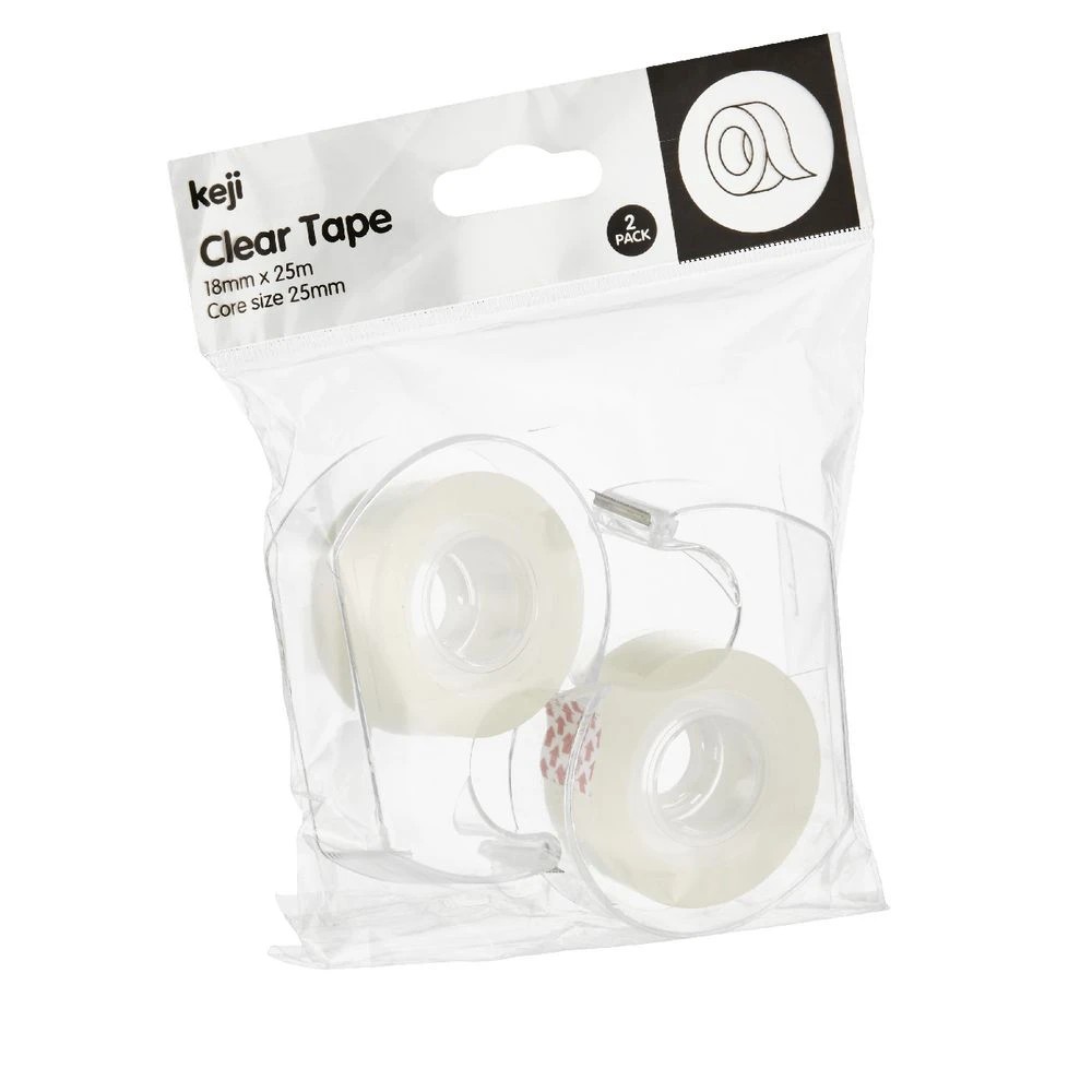 5 Keji Clear Adhesive Tape with Dispenser 18mm x 25m 2 Pack, 5 of 5