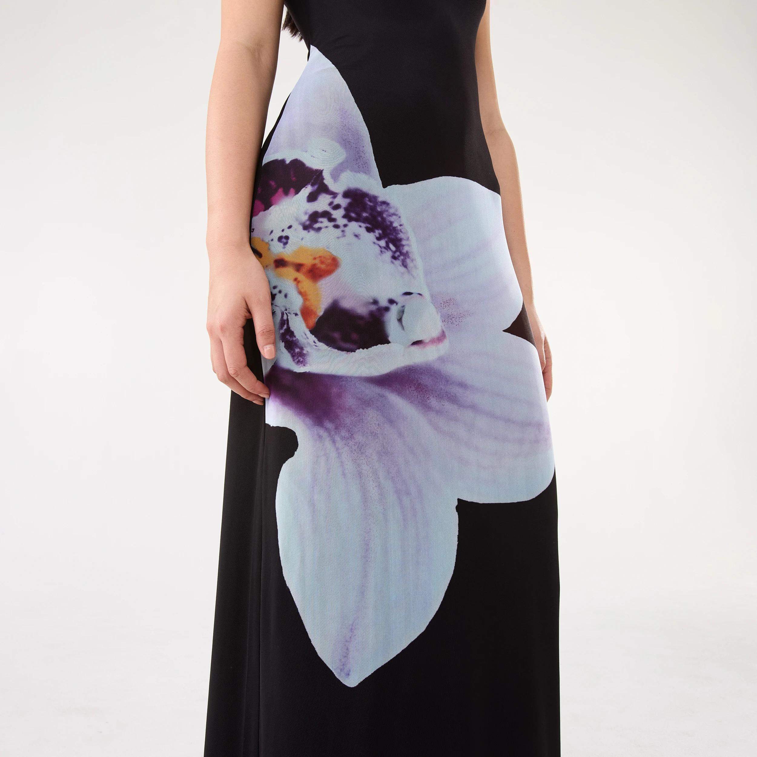 7 Sleeveless Mesh Print Maxi Dress Blk Orchid, 7 of 10