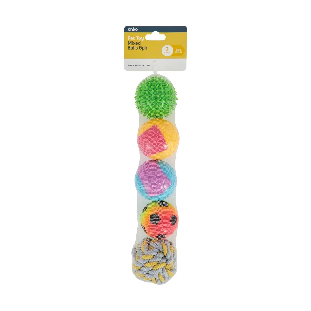 3 5 Pack Pet Toy Mixed Balls, 3 of 3