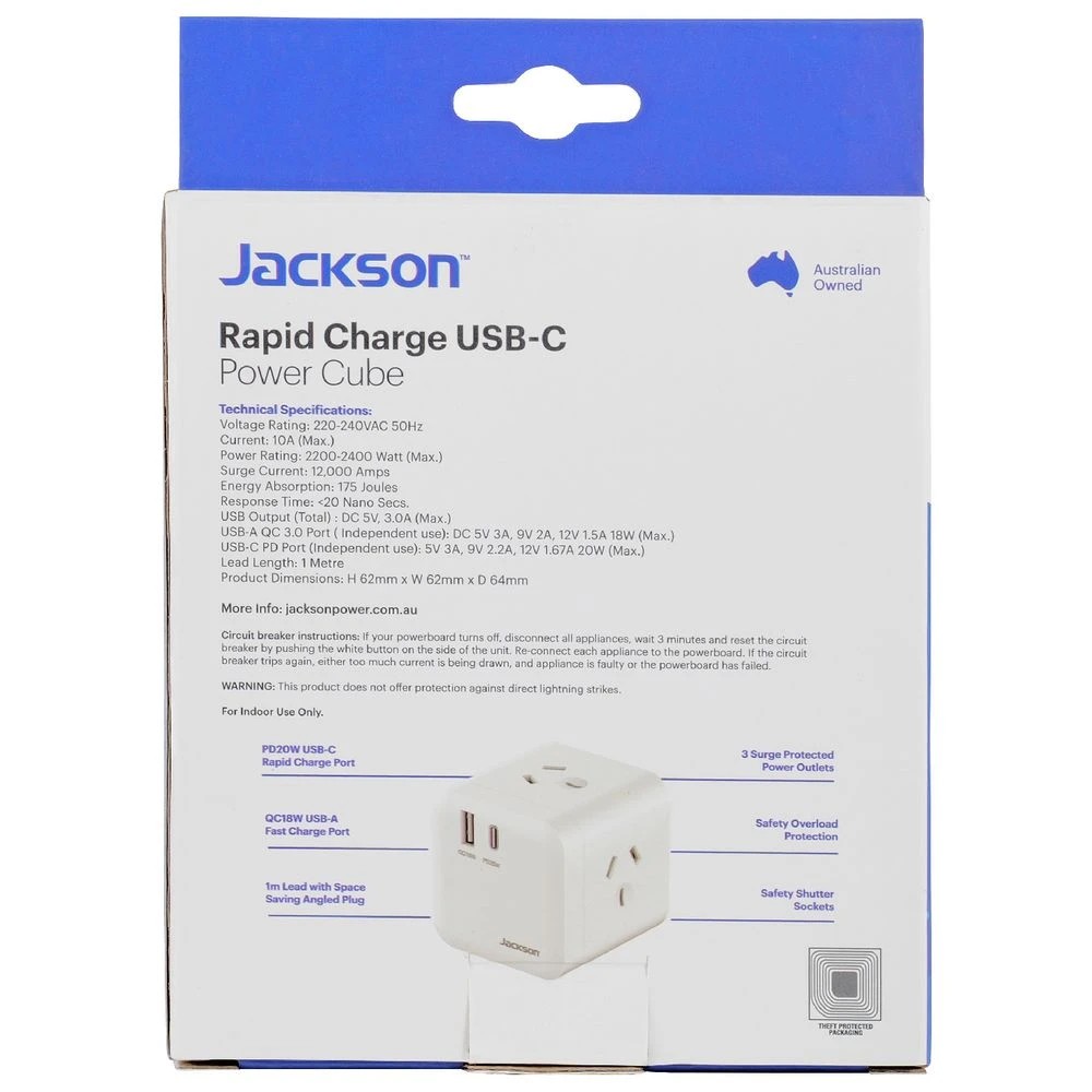 5 Jackson 3 Outlet Power Block with 2x USB, 5 of 5