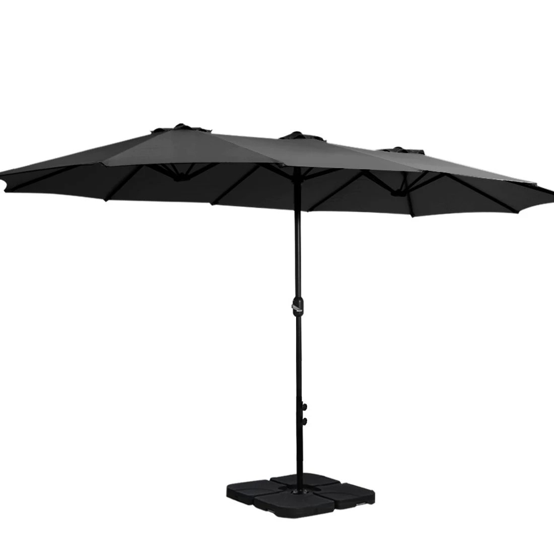 1 Instahut 4.57m Outdoor Umbrella w/Base Stand Beach Pole Garden Tilt - Black, 1 of 5