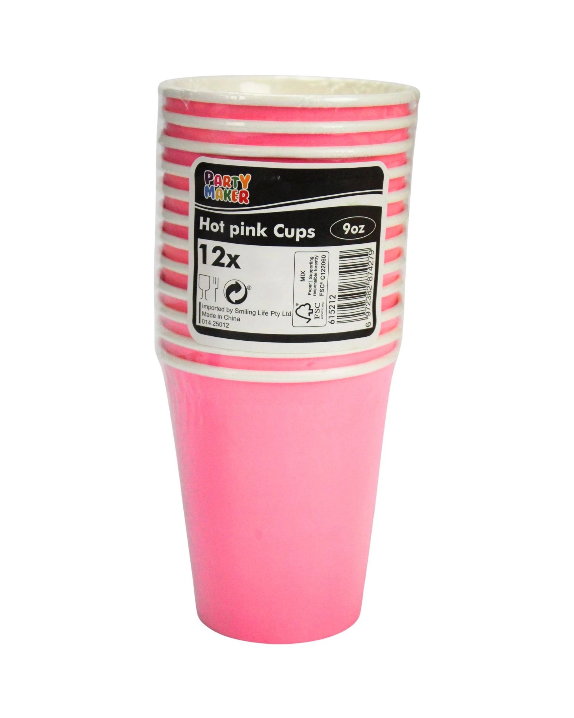 3 Party Maker Hot Paper Cups 266ml Pack of 12 - Pink, 3 of 3