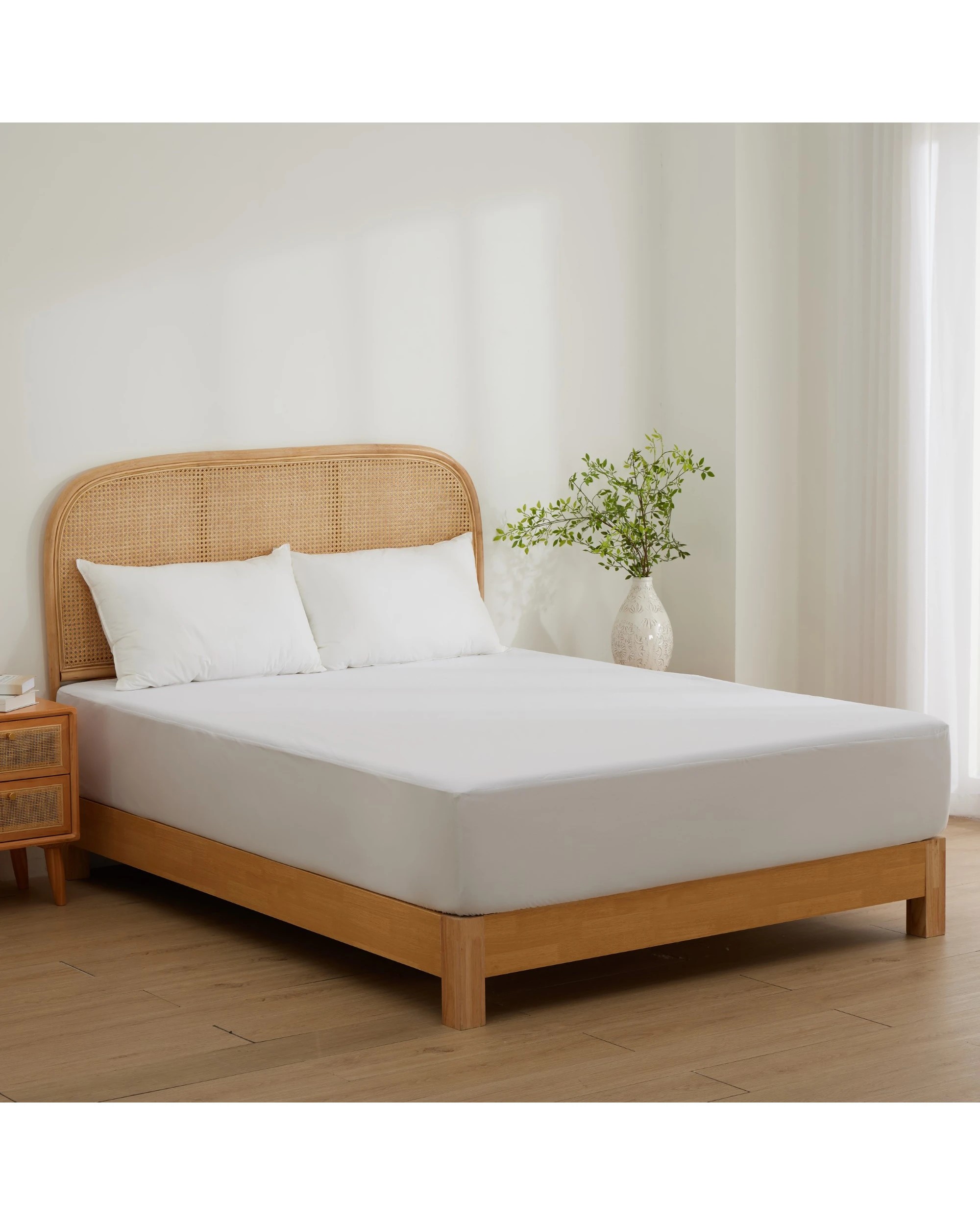 2 Dreamaker Cotton Jersey Waterproof Mattress Protector Twin Pack - Queen Bed - White, 2 of 9