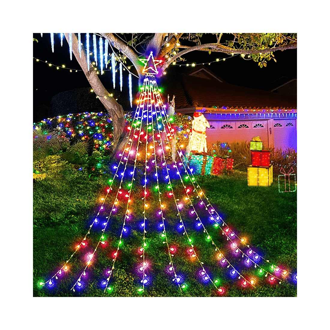 3 Advwin 3.5M * 9 Lines 350 RGB LED String Fairy Lights Five-Pointed Star 8 Modes Christmas Decor, 3 of 7