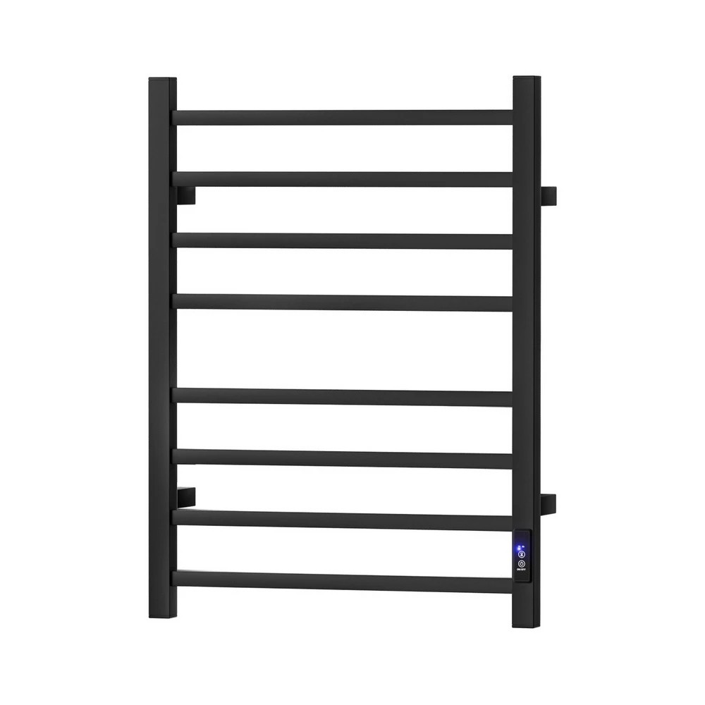 1 Devanti Heated Towel Rail 8 Square Bars with Timer Electric Heater Warmer Rack - Black, 1 of 6