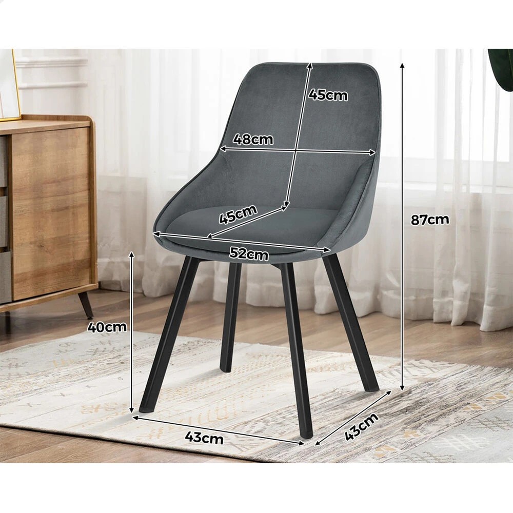 9 Alfordson 2x Dining Chairs Accent Kitchen Swivel Lounge Padded Seat Velvet - Grey, 9 of 9