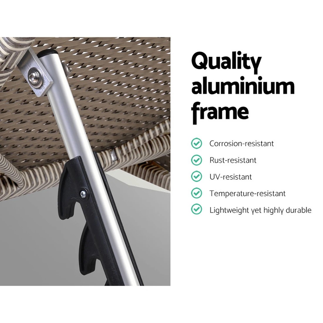 4 Gardeon Sun Lounge Wicker Lounger Outdoor Furniture Beach Armchair Adjustable & - Grey, 4 of 7